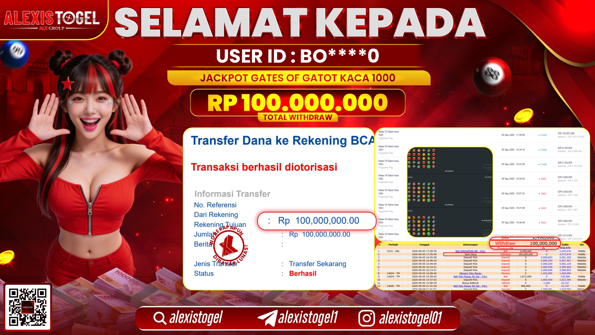 ALEXISTOGEL JACKPOT DI GATES OF GATOT KACA 1000 RP.100.000.000,- LUNAS