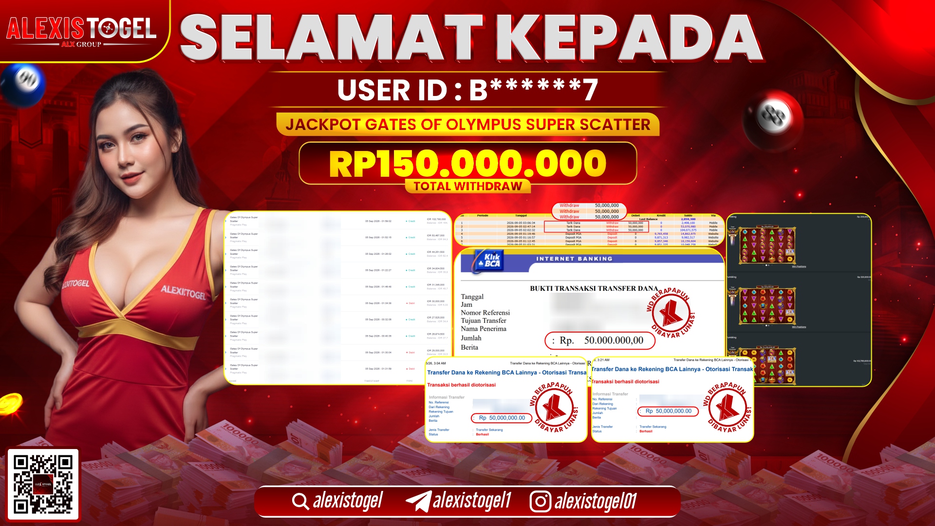 ALEXISTOGEL JACKPOT DI GATES OF OLYMPUS SUPER SCATTER RP.150.000.000,- LUNAS