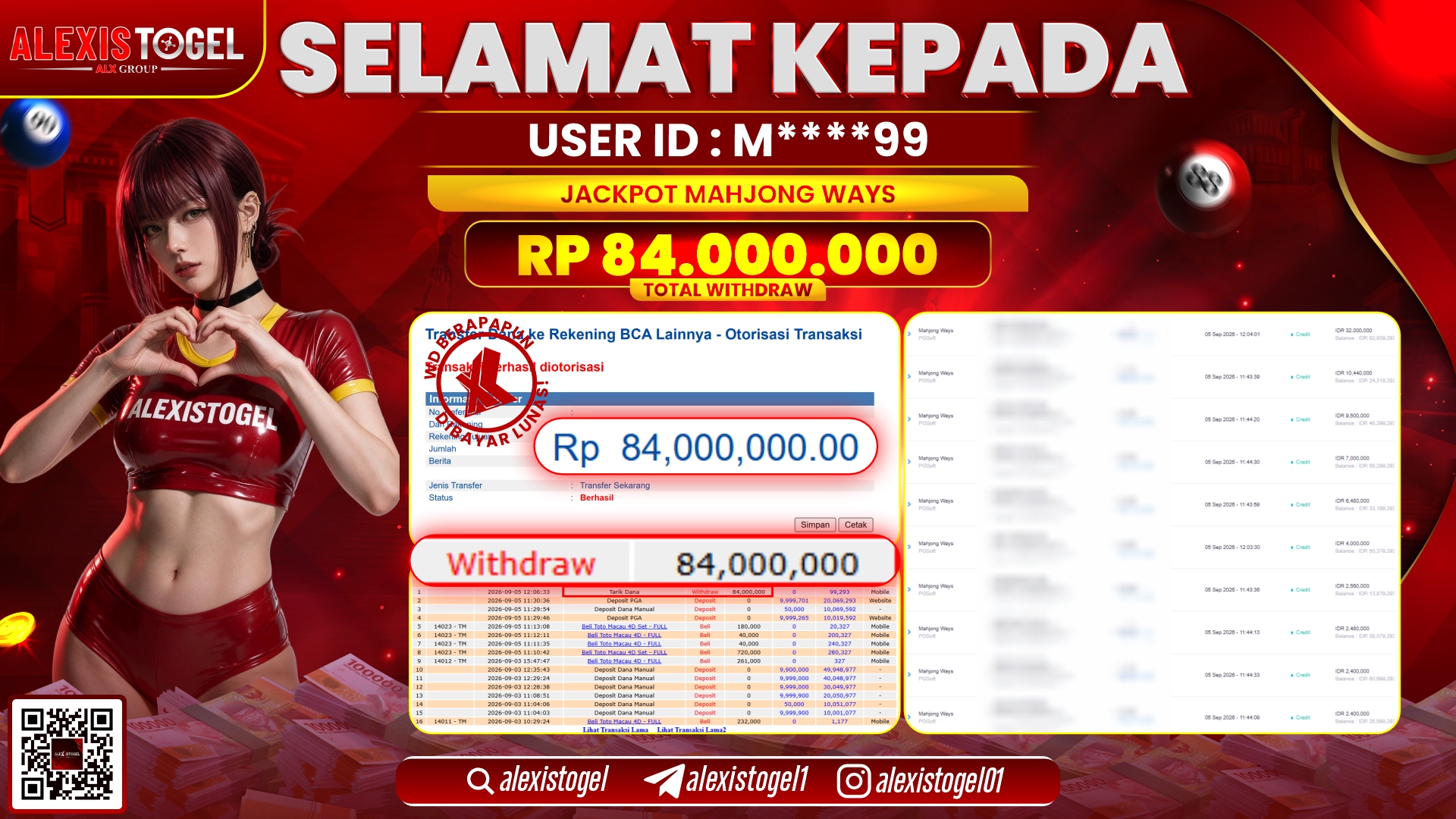 ALEXISTOGEL JACKPOT DI MAHJONG WAYS RP.84.000.000,- LUNAS