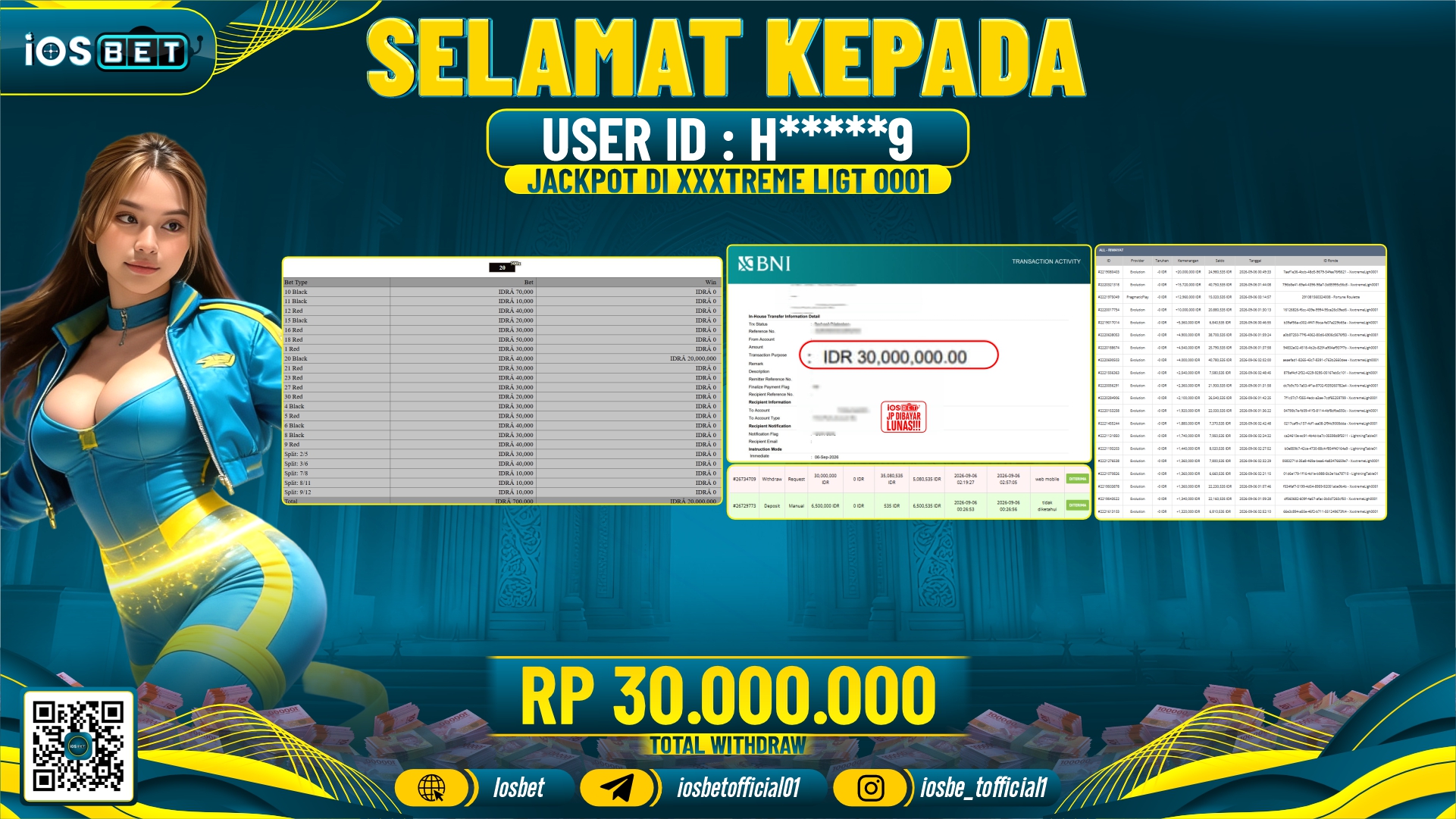 Bukti Pembayaran LUNAS LIVE GAME GACOR Rp.30.000.000.-