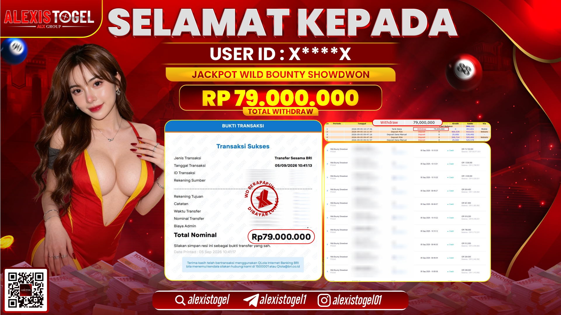 ALEXISTOGEL JACKPOT DI WILD BOUNTY SHOWDOWN RP.79.000.000,- LUNAS