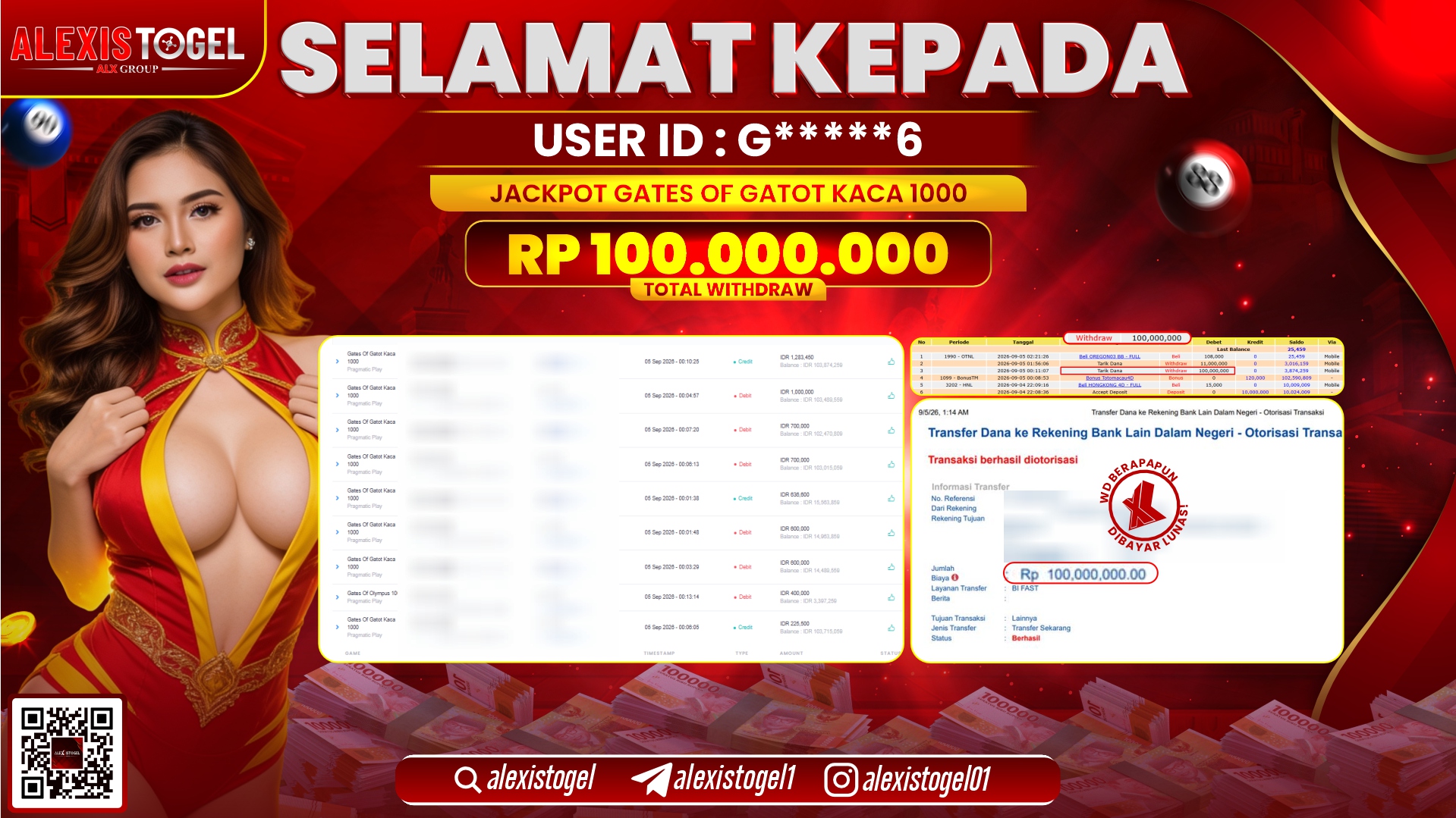 ALEXISTOGEL JACKPOT DI GATES OF GATOT KACA 1000 RP.100.000.000,- LUNAS