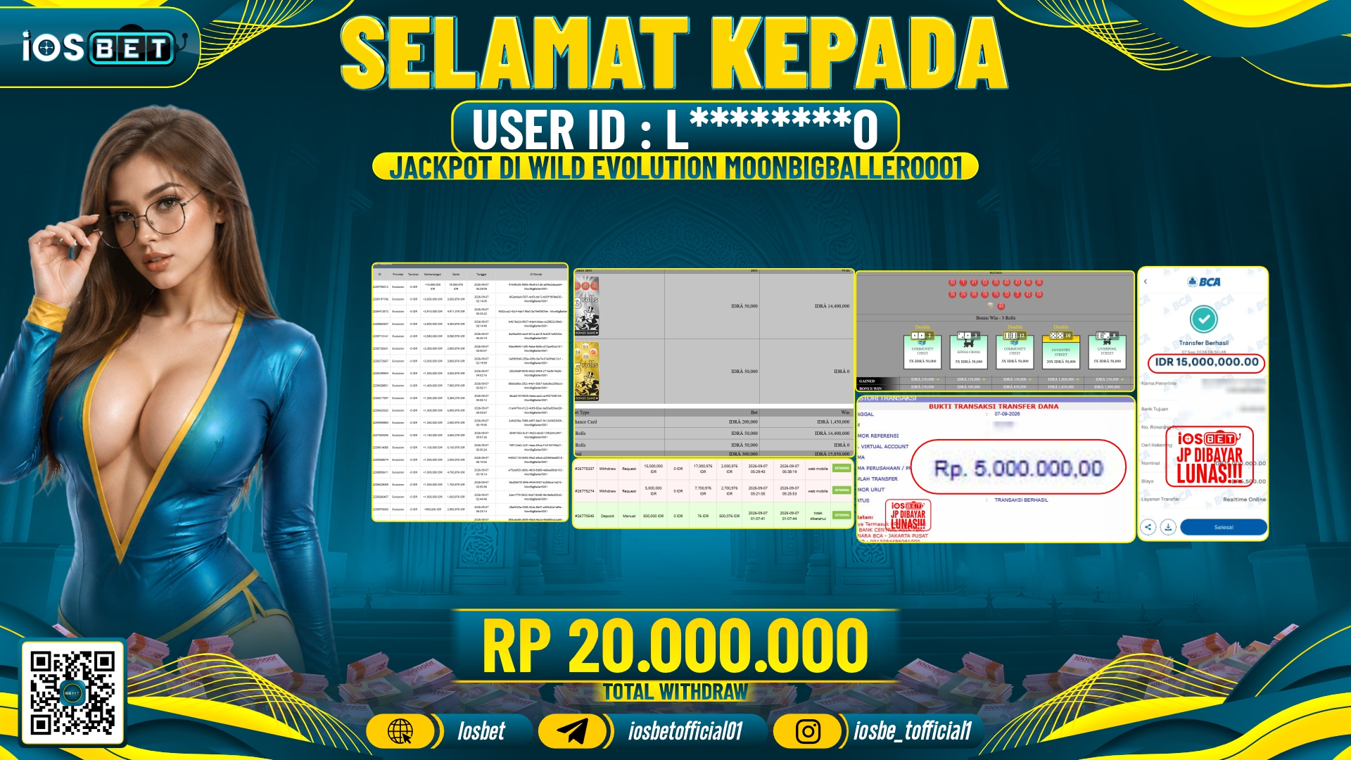 Bukti Pembayaran LUNAS LIVE GAME GACOR Rp.20.000.000.-