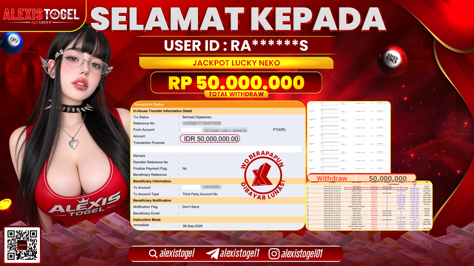 ALEXISTOGEL JACKPOT DI LUCKY NEKO RP.50.000.000,- LUNAS