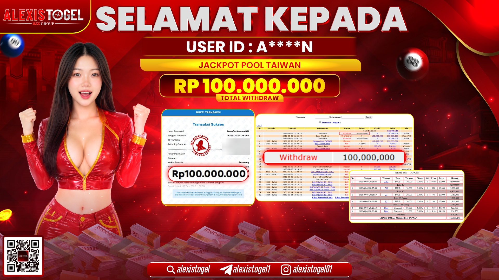 ALEXISTOGEL JACKPOT DI POOL TAIWAN RP.100.000.000,- LUNAS