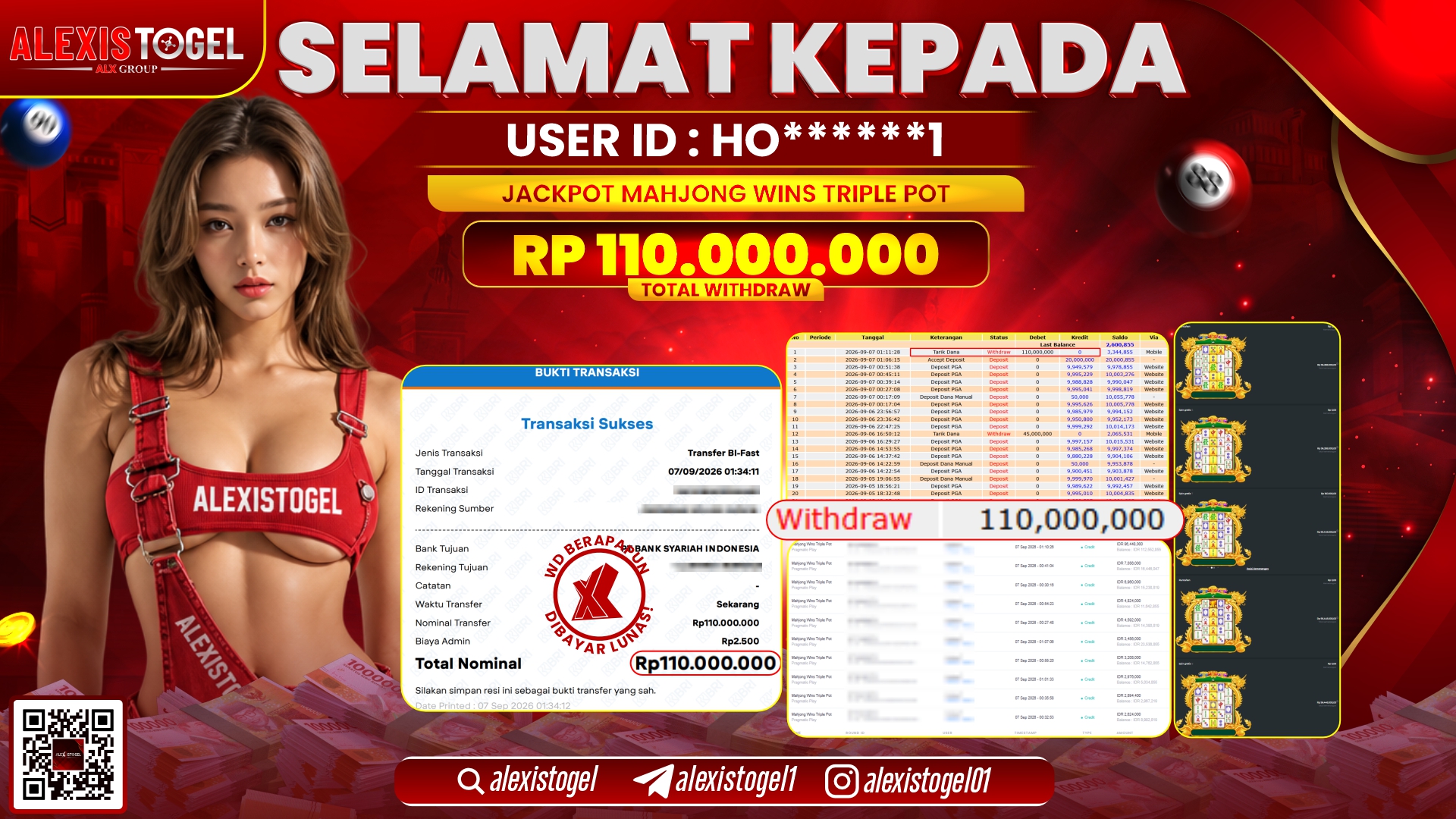 ALEXISTOGEL JACKPOT DI MAHJONG WAYS TRIPLE POT RP.110.000.000,- LUNAS