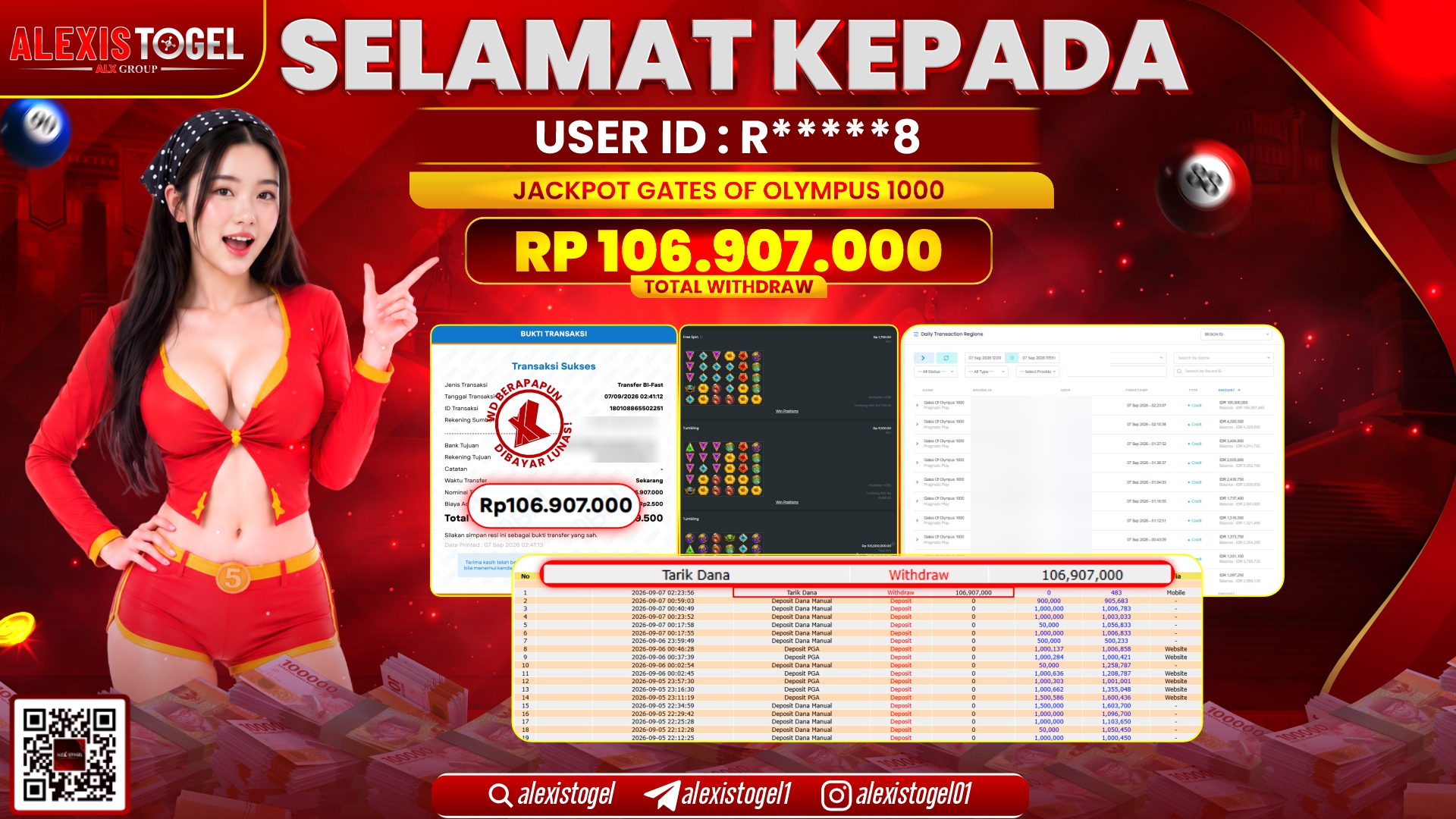 ALEXISTOGEL JACKPOT DI GATES OF OLYMPUS 1000 RP.106.907.000,- LUNAS