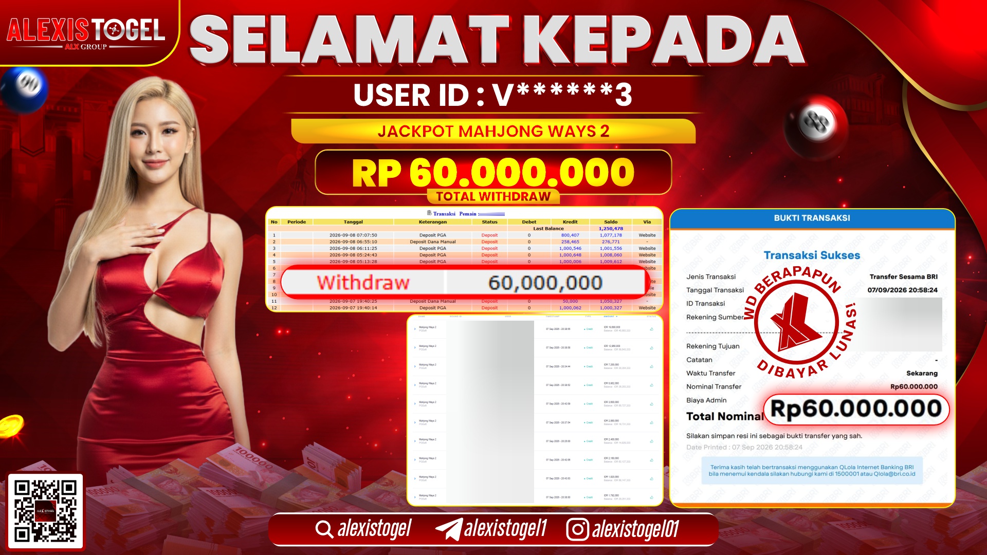 ALEXISTOGEL JACKPOT DI MAHJONG WAYS 2 RP.60.000.000,- LUNAS