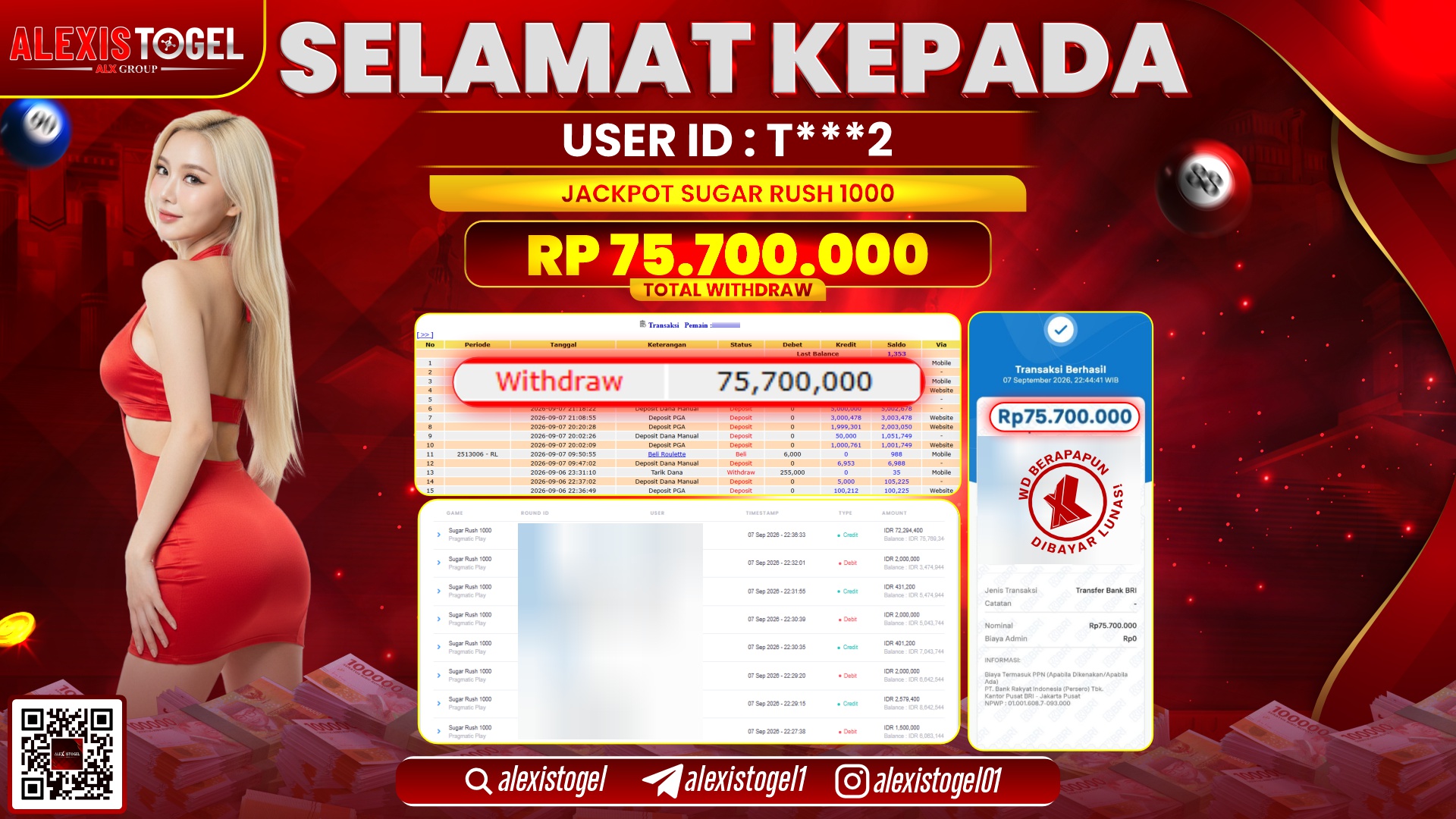 ALEXISTOGEL JACKPOT DI SUGAR RUSH 1000 RP.75.700.000,- LUNAS