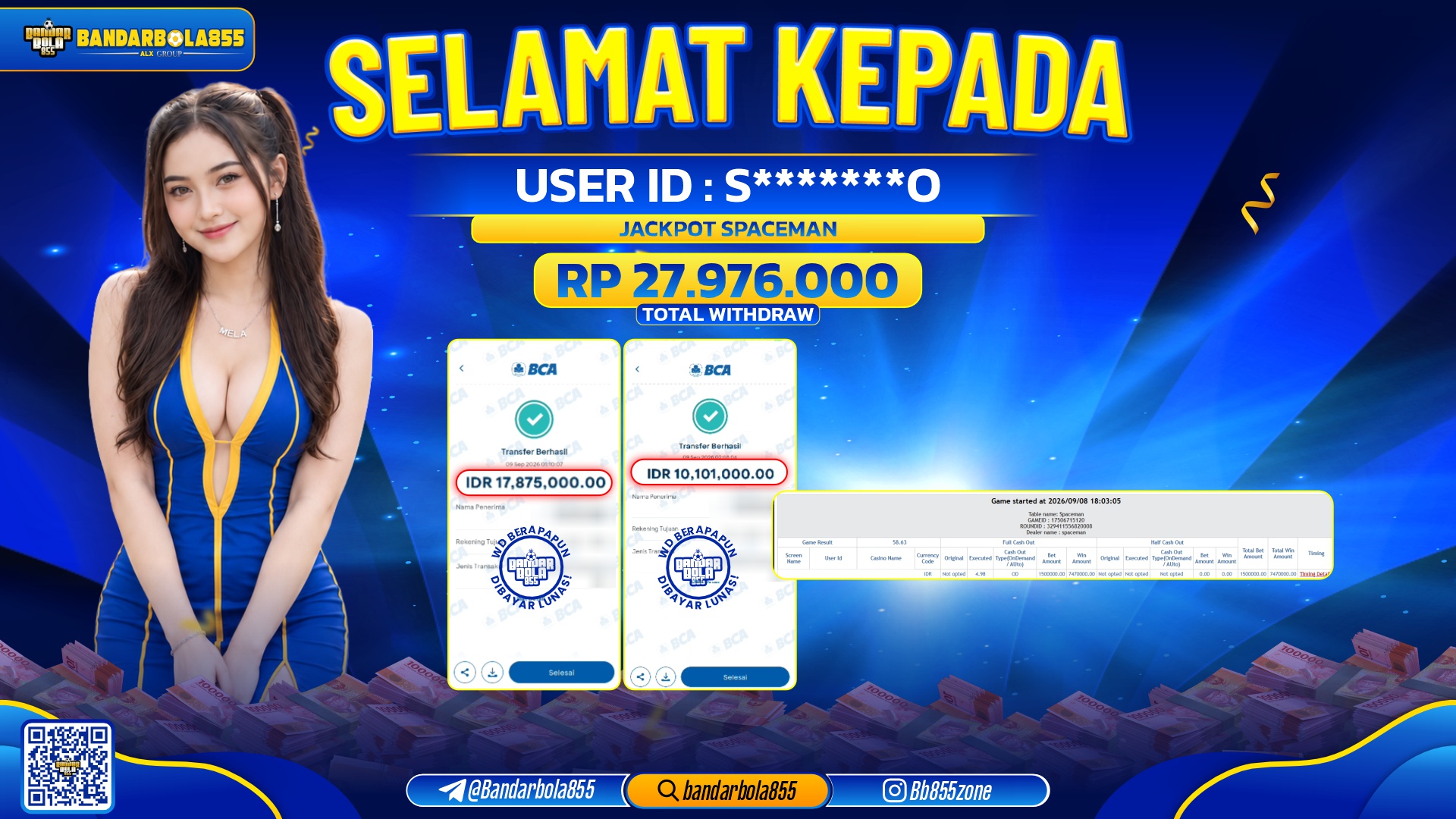 JACKPOT BANDARBOLA855 DI SPACEMAN Rp27.976.000, - LUNAS🎖