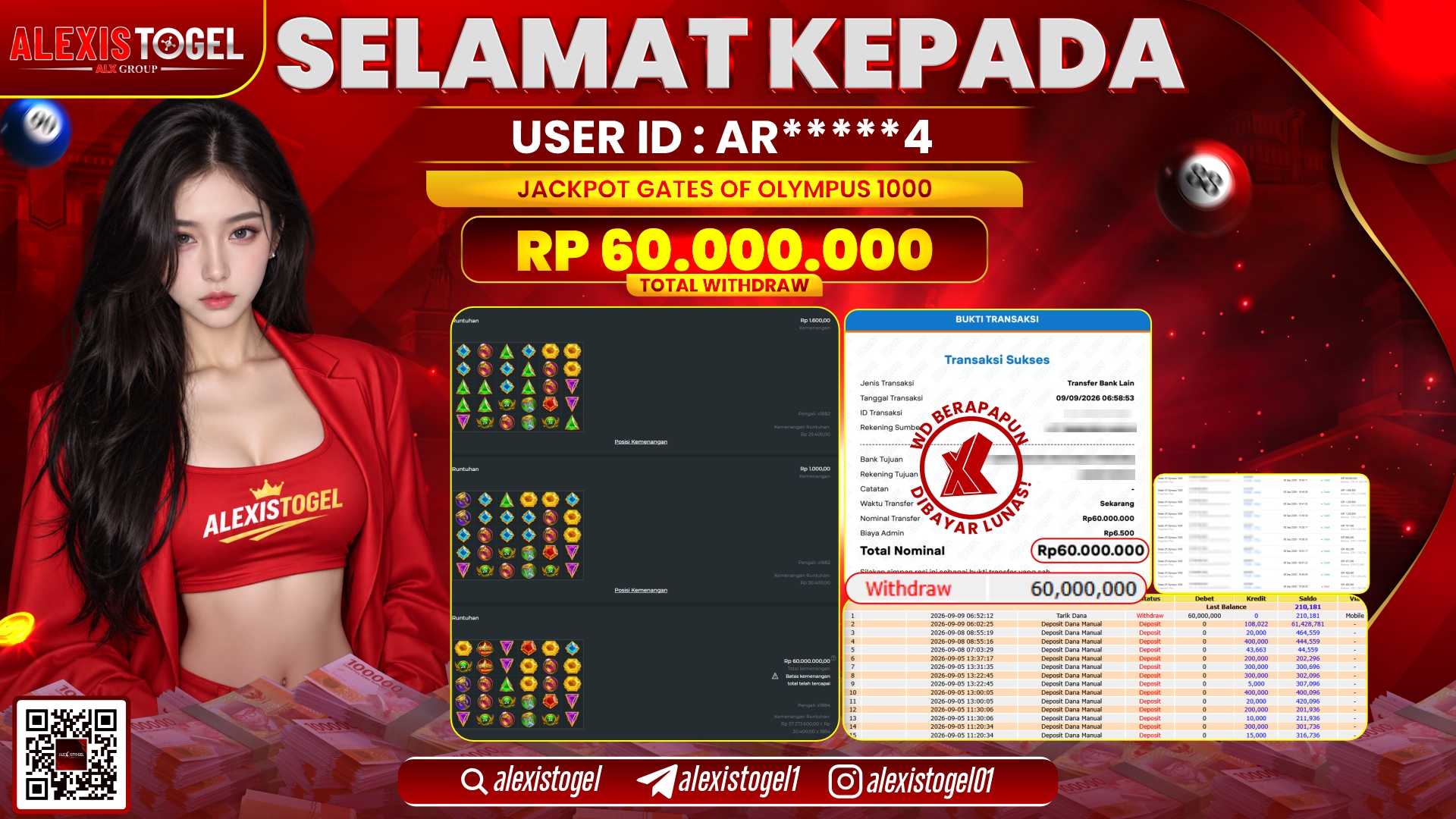 ALEXISTOGEL JACKPOT DI GATES OF OLYMPUS 1000 RP.60.000.000,- LUNAS