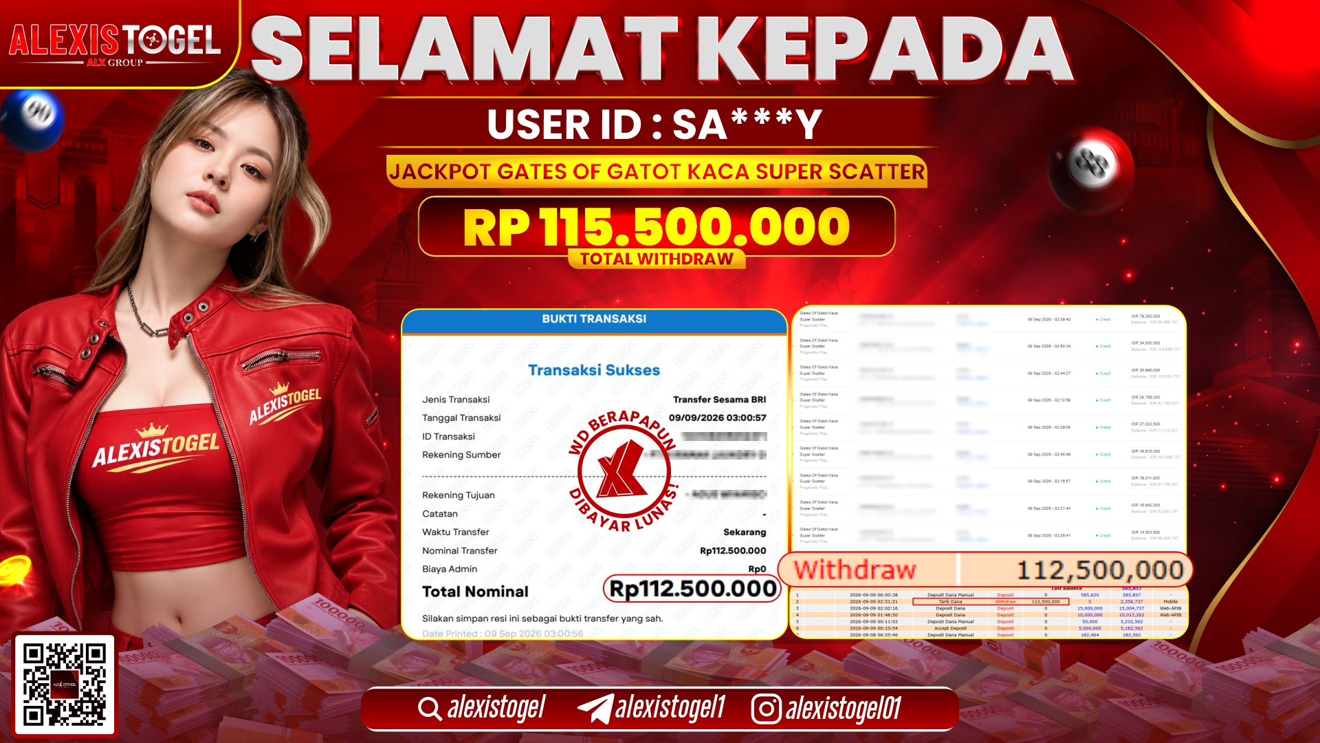 ALEXISTOGEL JACKPOT DI GATES OF GATOT KACA SUPER SCATTER RP.115.500.000,- LUNAS