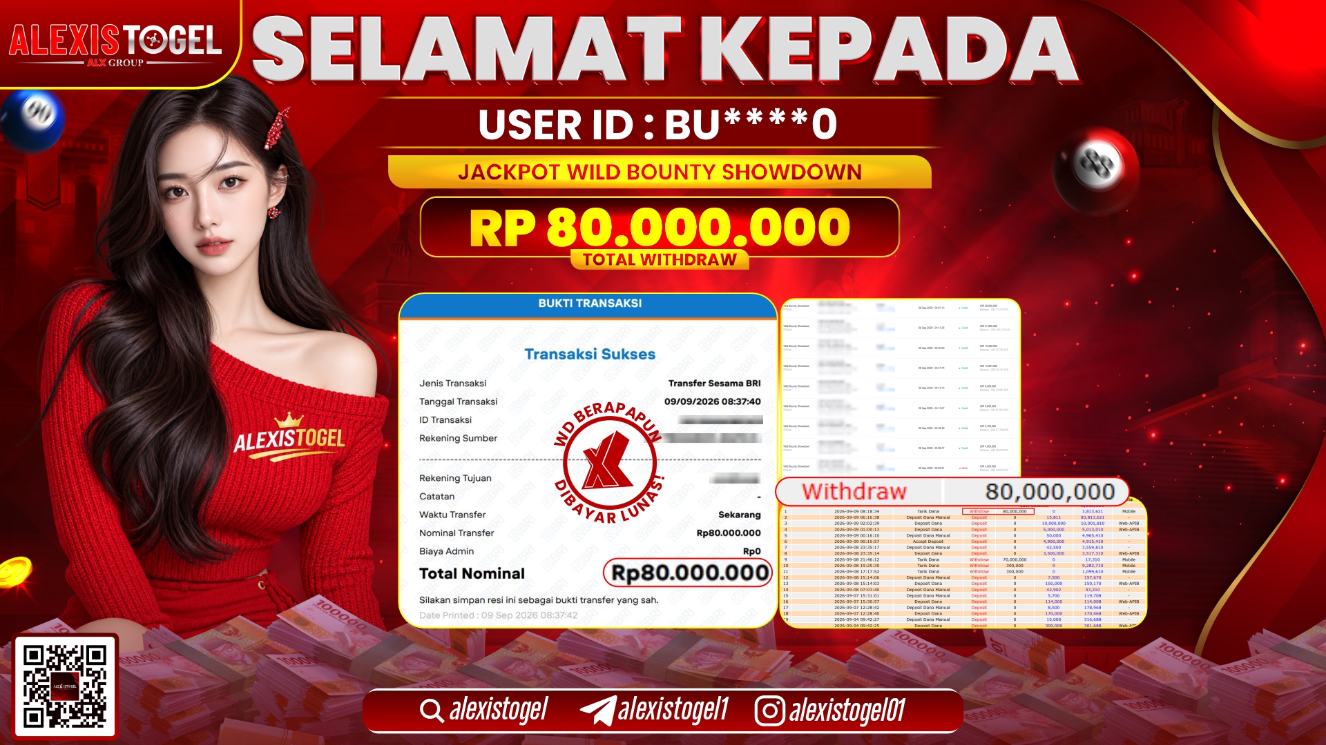 ALEXISTOGEL JACKPOT DI WILD BOUNTY SHOWDOWN RP.80.000.000,- LUNAS