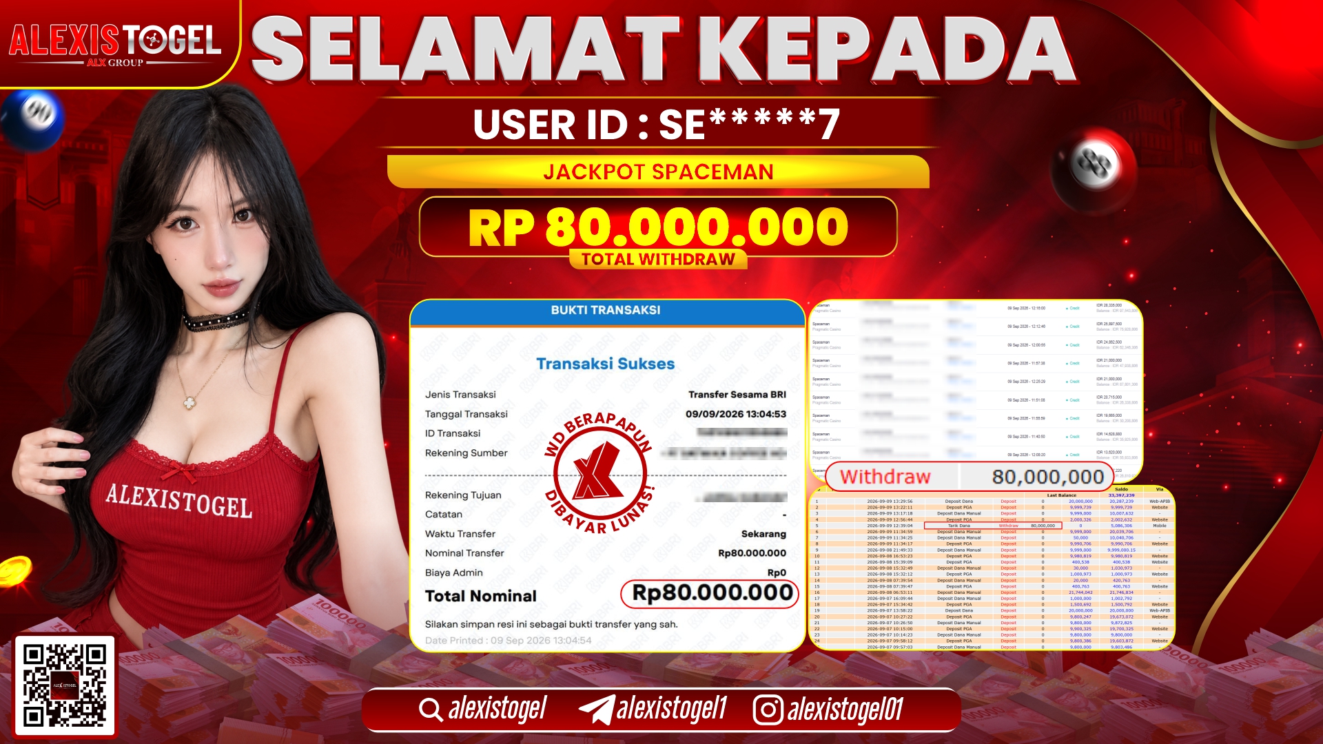ALEXISTOGEL JACKPOT DI SPACEMAN RP.80.000.000,- LUNAS