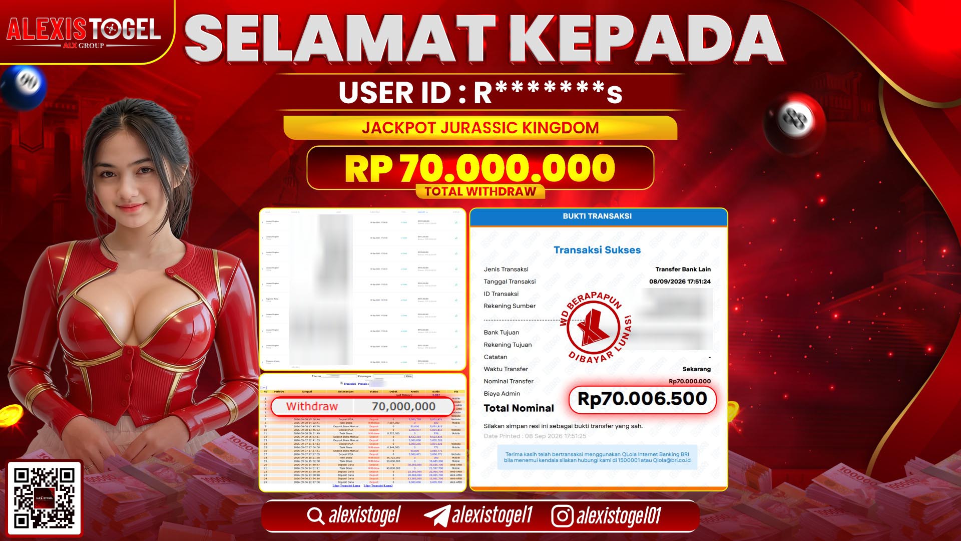 ALEXISTOGEL JACKPOT DI JURASSIC KINGDOM RP.70.000.000,- LUNAS