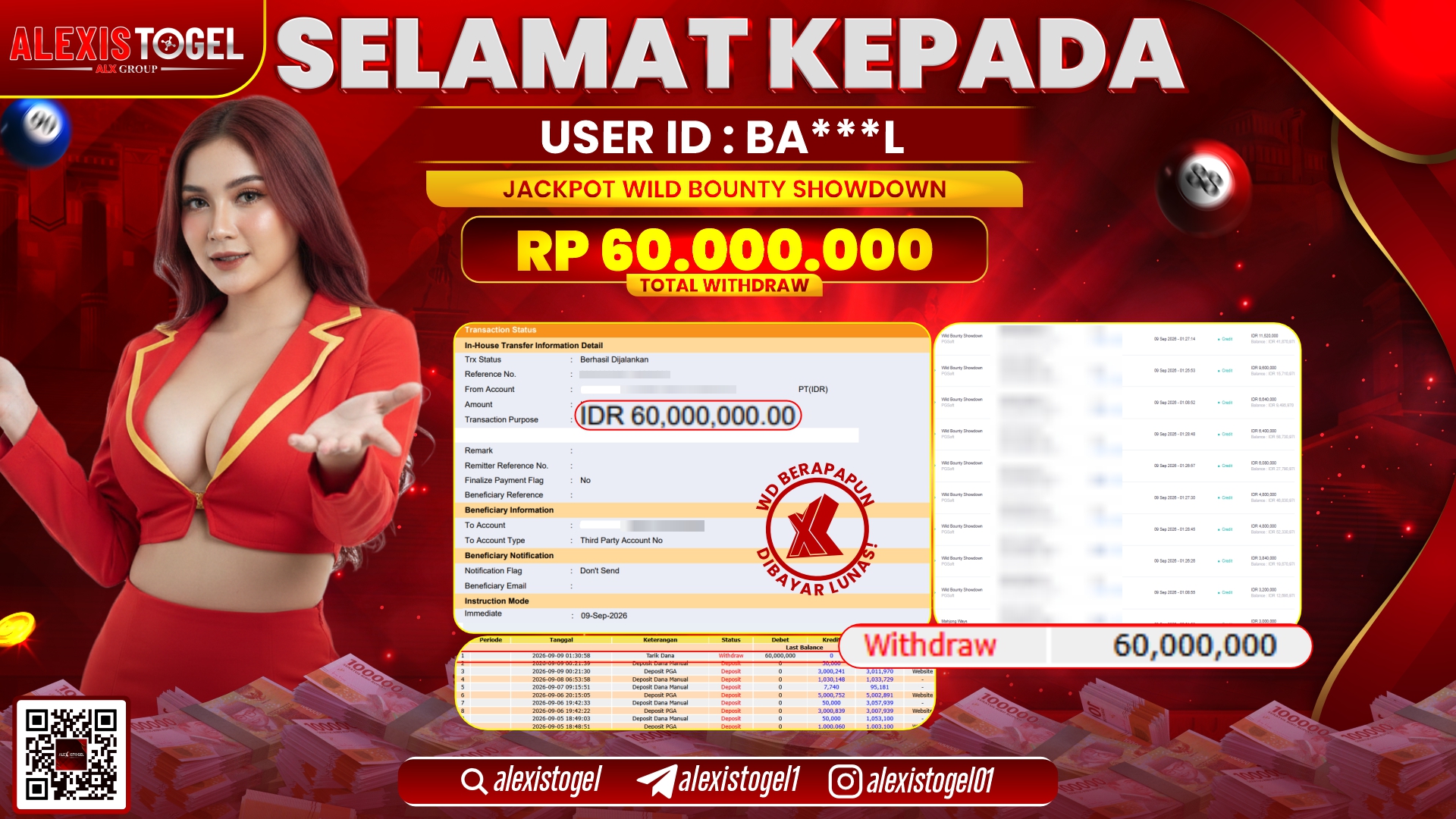 ALEXISTOGEL JACKPOT DI WILD BOUNTY SHOWDOWN RP.60.000.000,- LUNAS