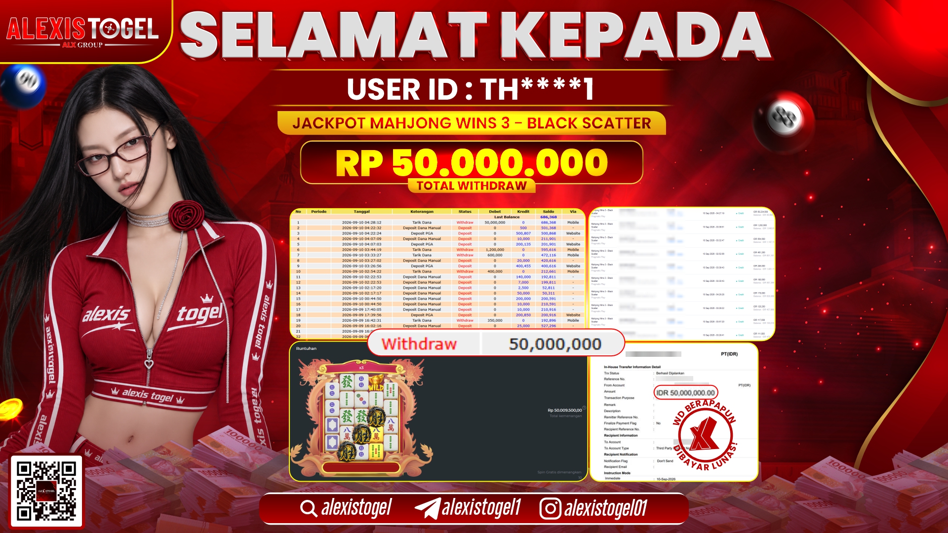 ALEXISTOGEL JACKPOT DI MAHJONG WINS 3 BLACK SCATTER RP.50.000.000,- LUNAS