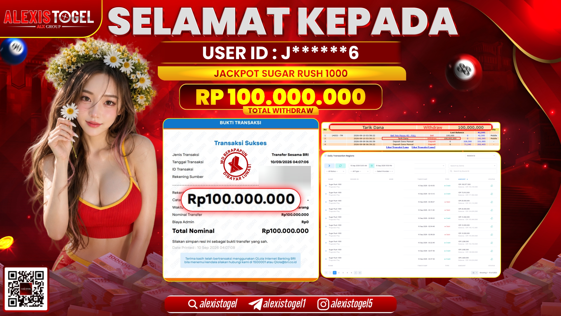 ALEXISTOGEL JACKPOT DI SUGAR RUSH 1000 RP.100.000.000,- LUNAS