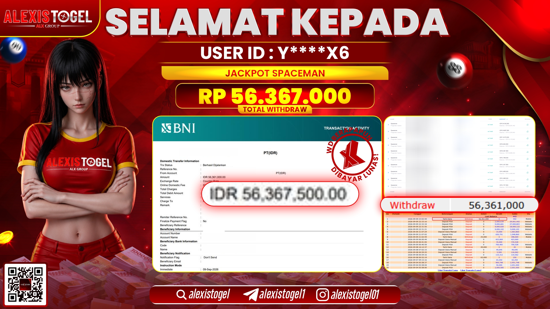 ALEXISTOGEL JACKPOT DI SPACEMAN RP.56.367.000,- LUNAS