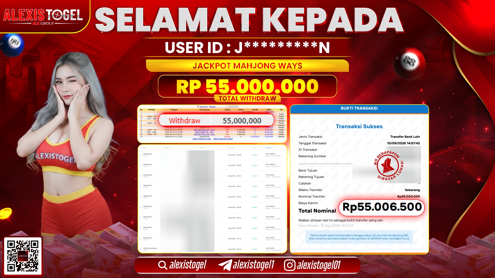 ALEXISTOGEL JACKPOT DI MAHJONG WAYS RP.55.000.000,- LUNAS