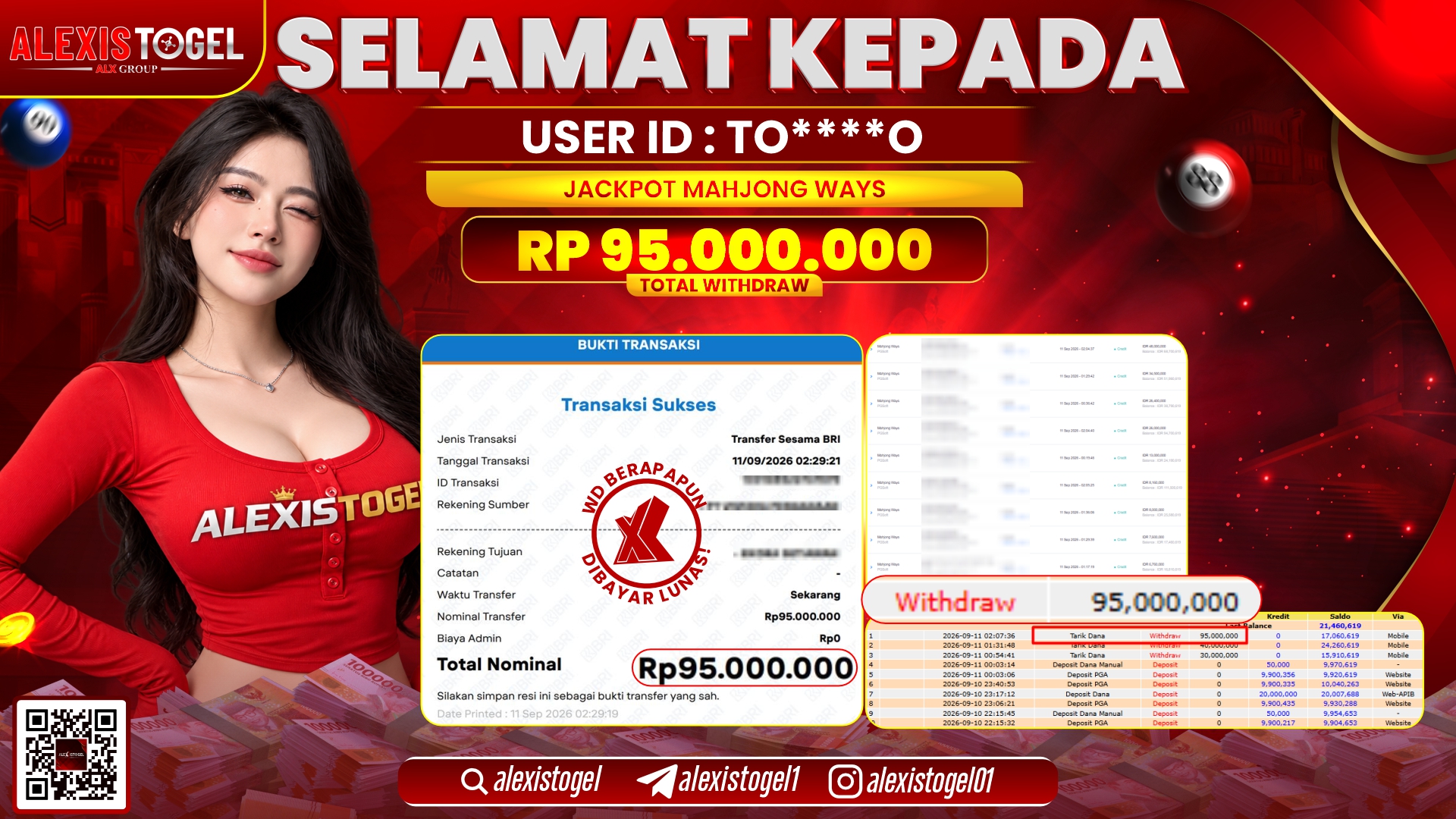 ALEXISTOGEL JACKPOT DI MAHJONG WAYS RP.95.000.000,- LUNAS