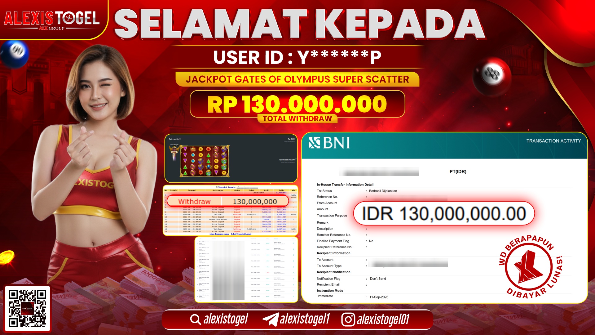 ALEXISTOGEL JACKPOT DI GATES OF OLYMPUS SUPER SCATTER RP.130.000.000,- LUNAS