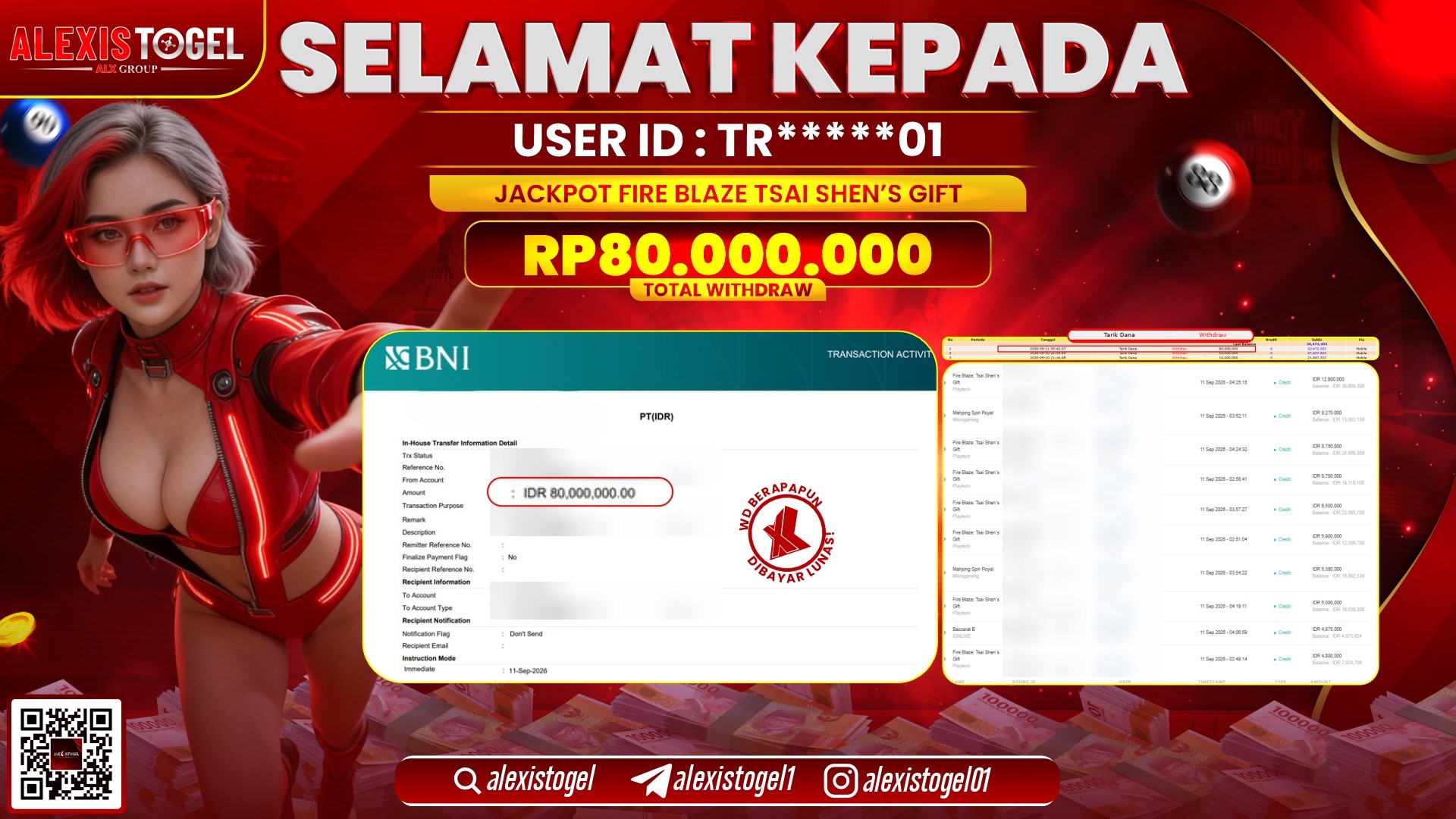 ALEXISTOGEL JACKPOT DI FIRE BLAZE TSAI SHEN'S GIFT RP.80.000.000,- LUNAS