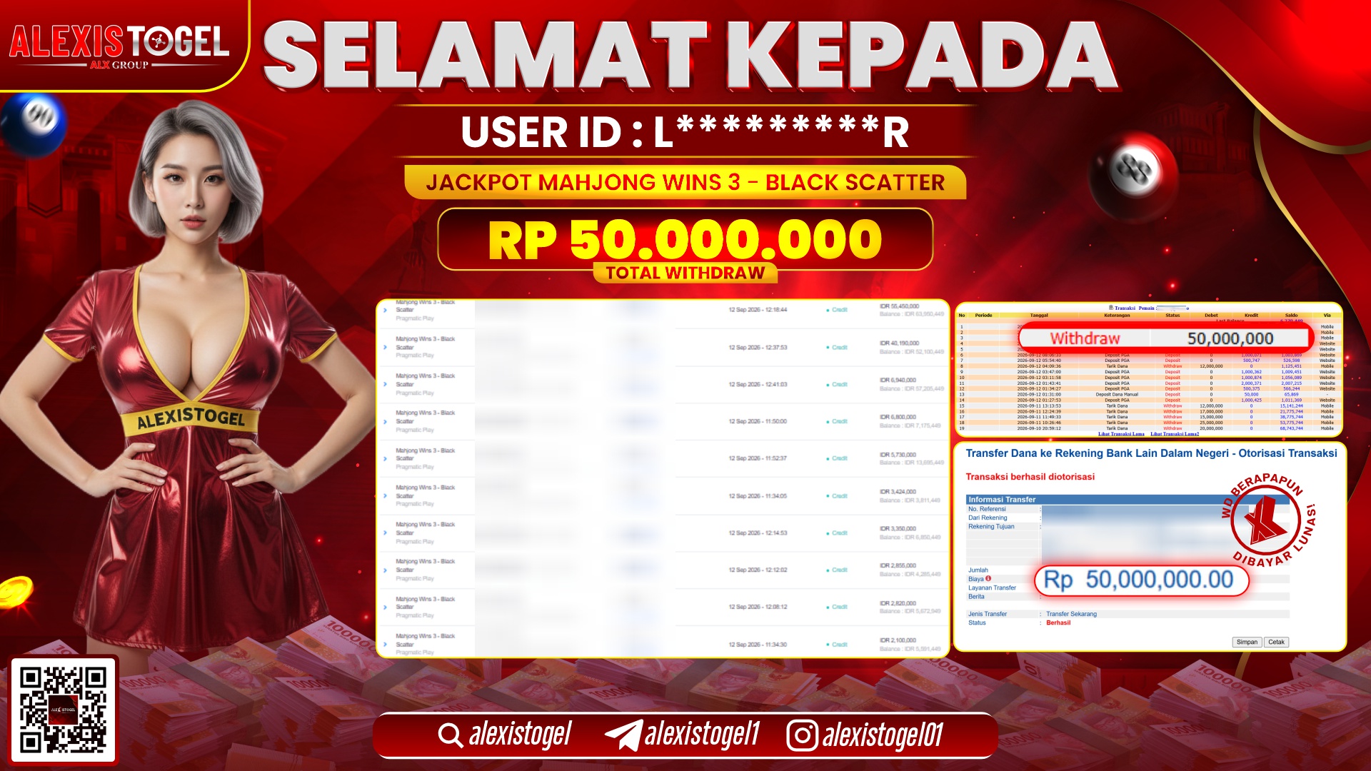 ALEXISTOGEL JACKPOT DI MAHJONG WINS 3 BLACK SCATTER RP.50.000.000,- LUNAS