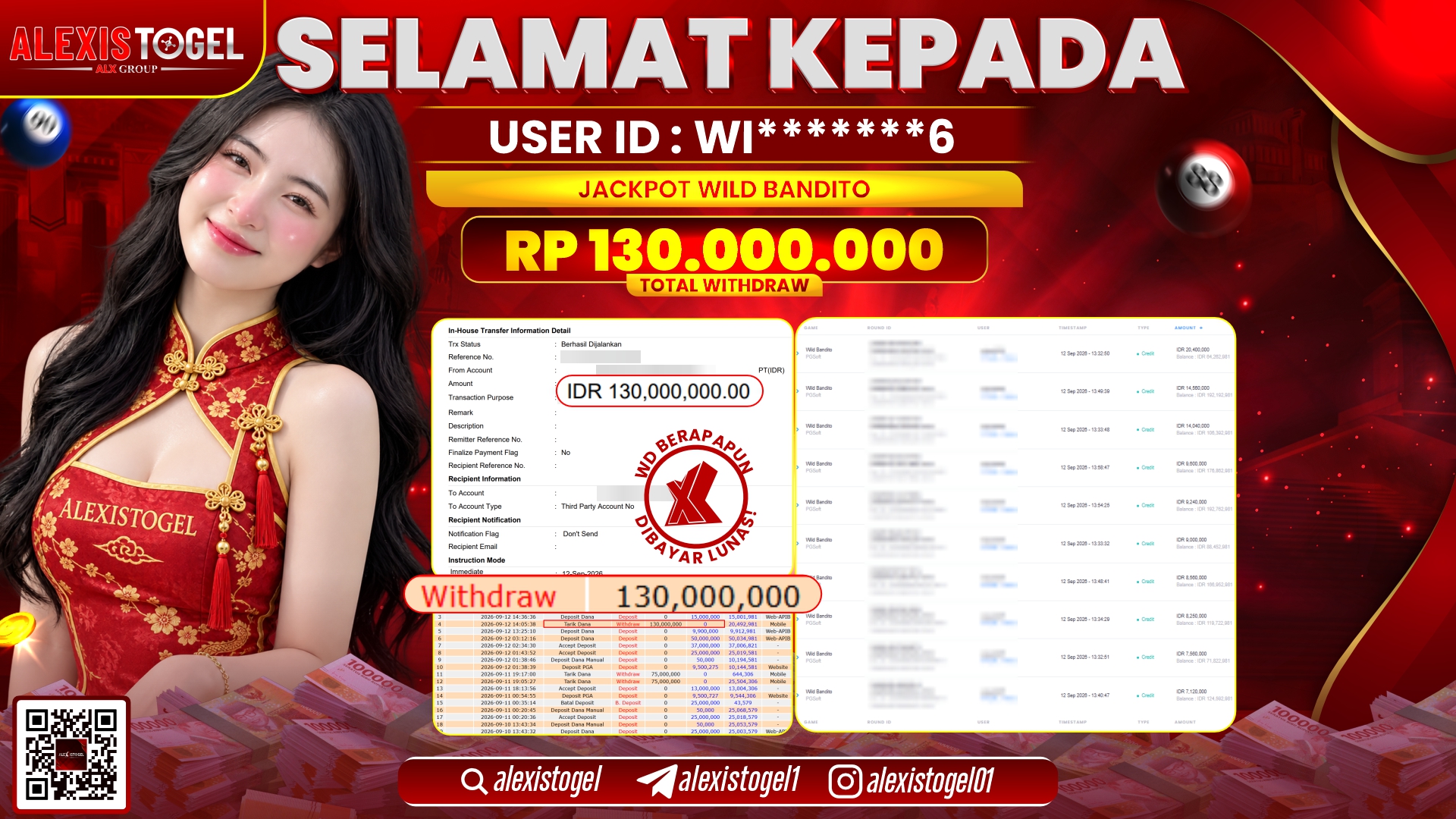 ALEXISTOGEL JACKPOT DI WILD BANDITO RP.130.000.000,- LUNAS