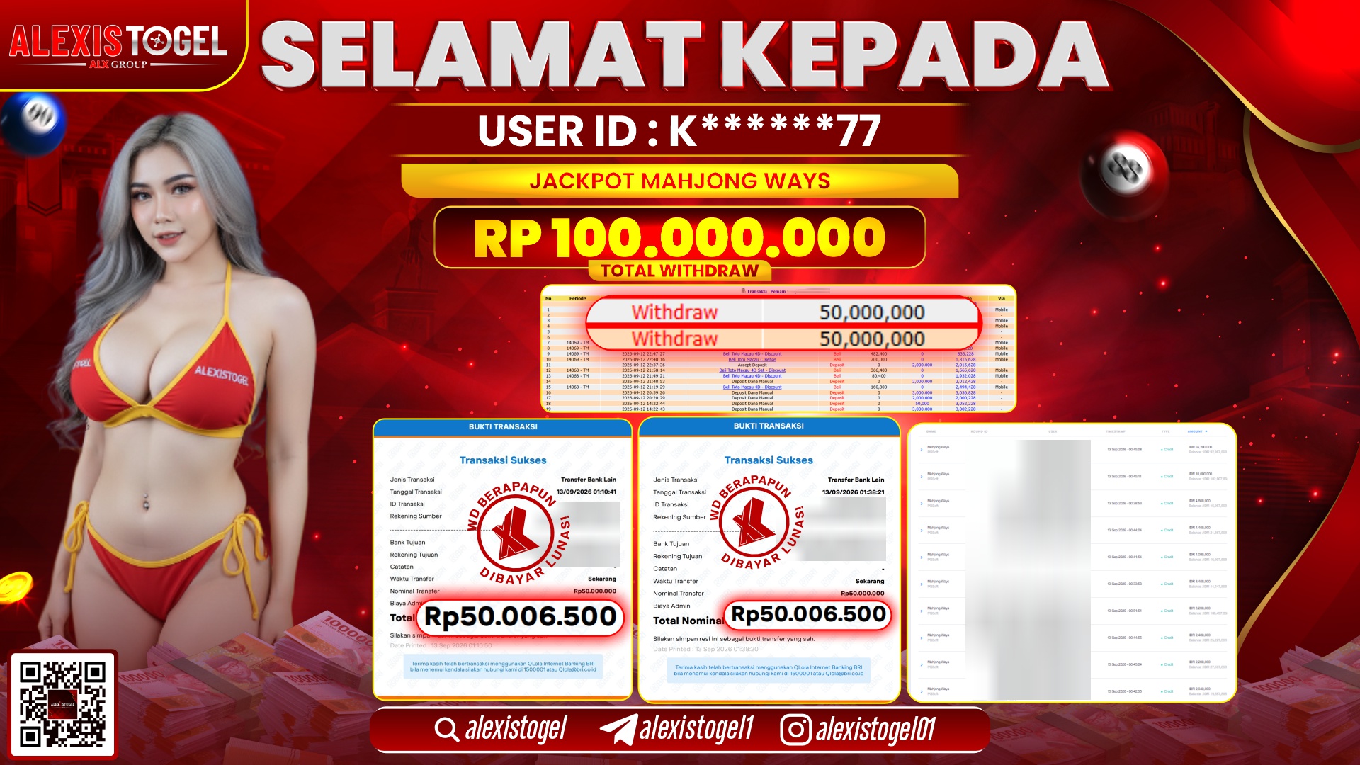 ALEXISTOGEL JACKPOT DI MAHJONG WAYS RP.100.000.000,- LUNAS