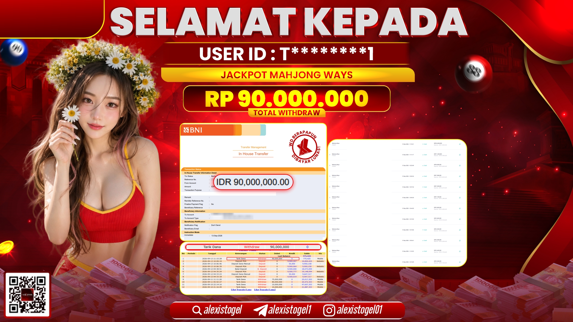 ALEXISTOGEL JACKPOT DI MAHJONG WAYS RP.90.000.000,- LUNAS