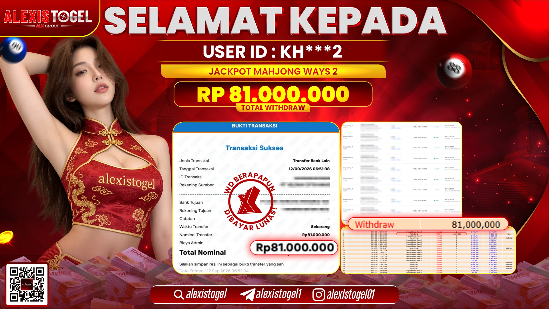 ALEXISTOGEL JACKPOT DI MAHJONG WAYS 2 RP.81.000.000,- LUNAS
