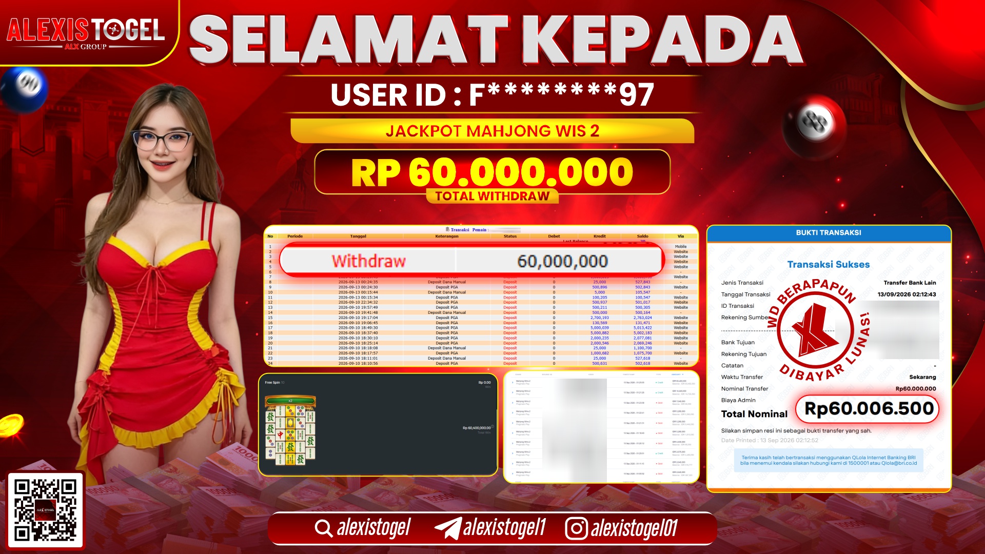 ALEXISTOGEL JACKPOT DI MAHJONG WINS 2 RP.60.000.000,- LUNAS