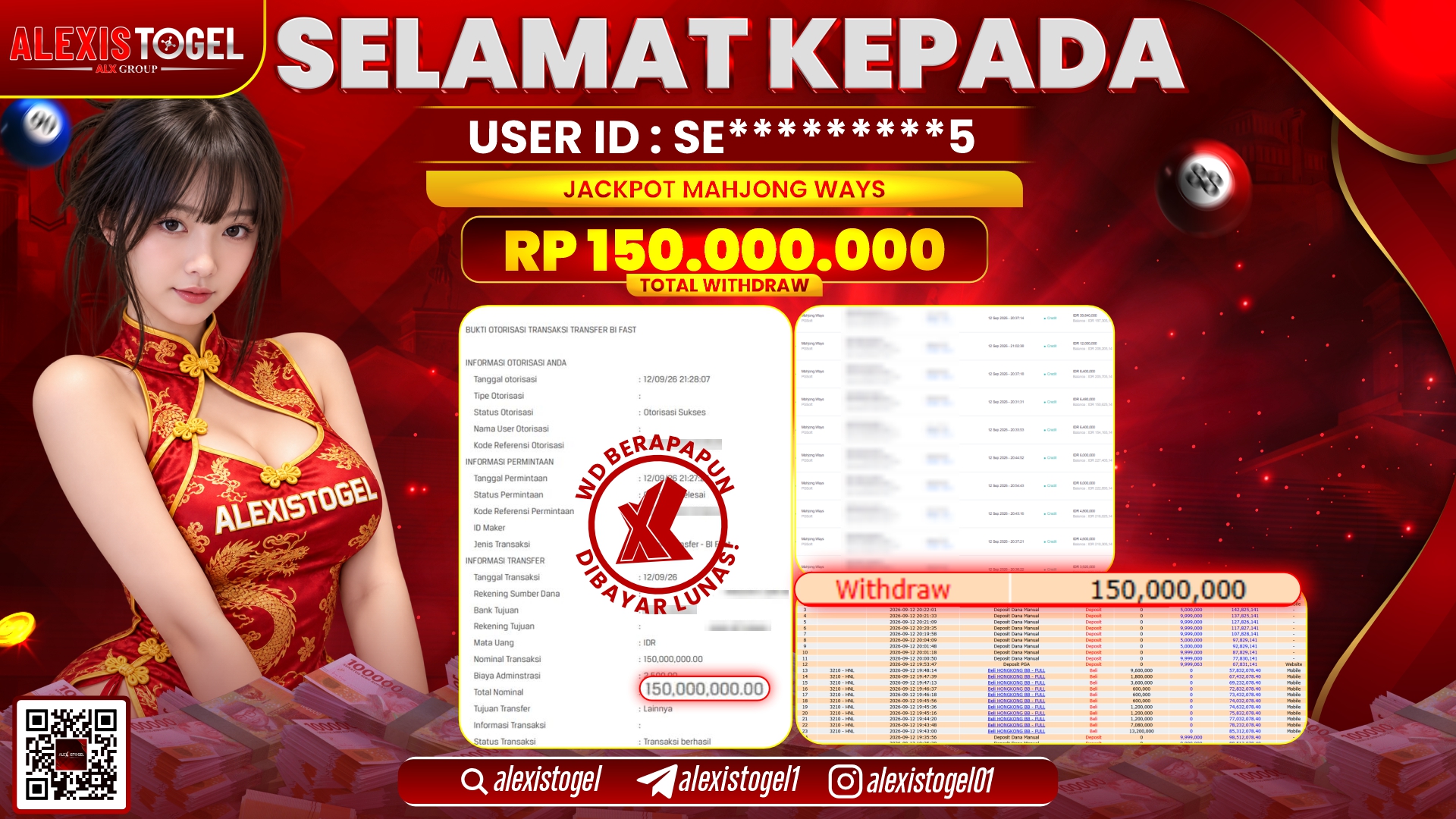 ALEXISTOGEL JACKPOT DI MAHJONG WAYS RP.150.000.000,- LUNAS