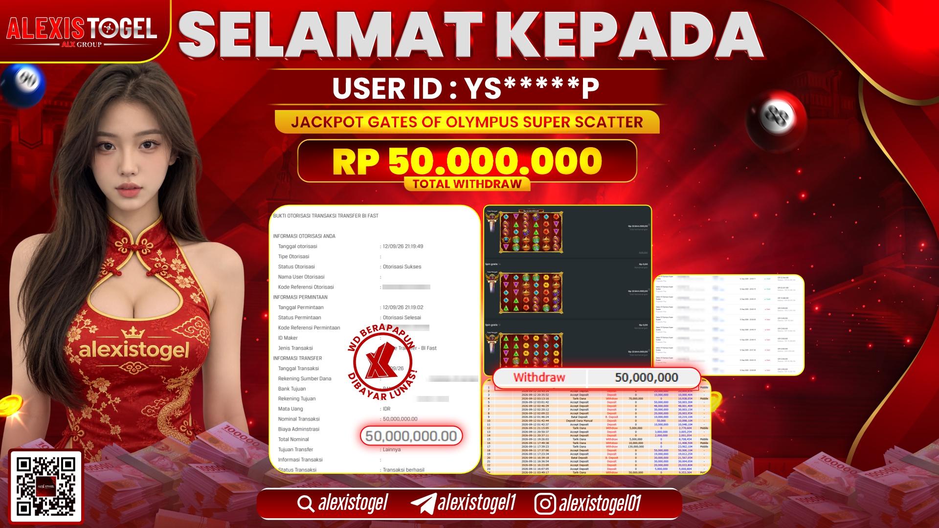 ALEXISTOGEL JACKPOT DI GATES OF OLYMPUS SUPER SCATTER RP.50.000.000,- LUNAS