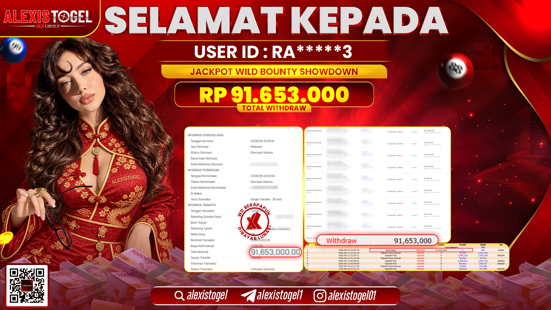 ALEXISTOGEL JACKPOT DI WILD BOUNTY SHOWDOWN RP.91.653.000,- LUNAS