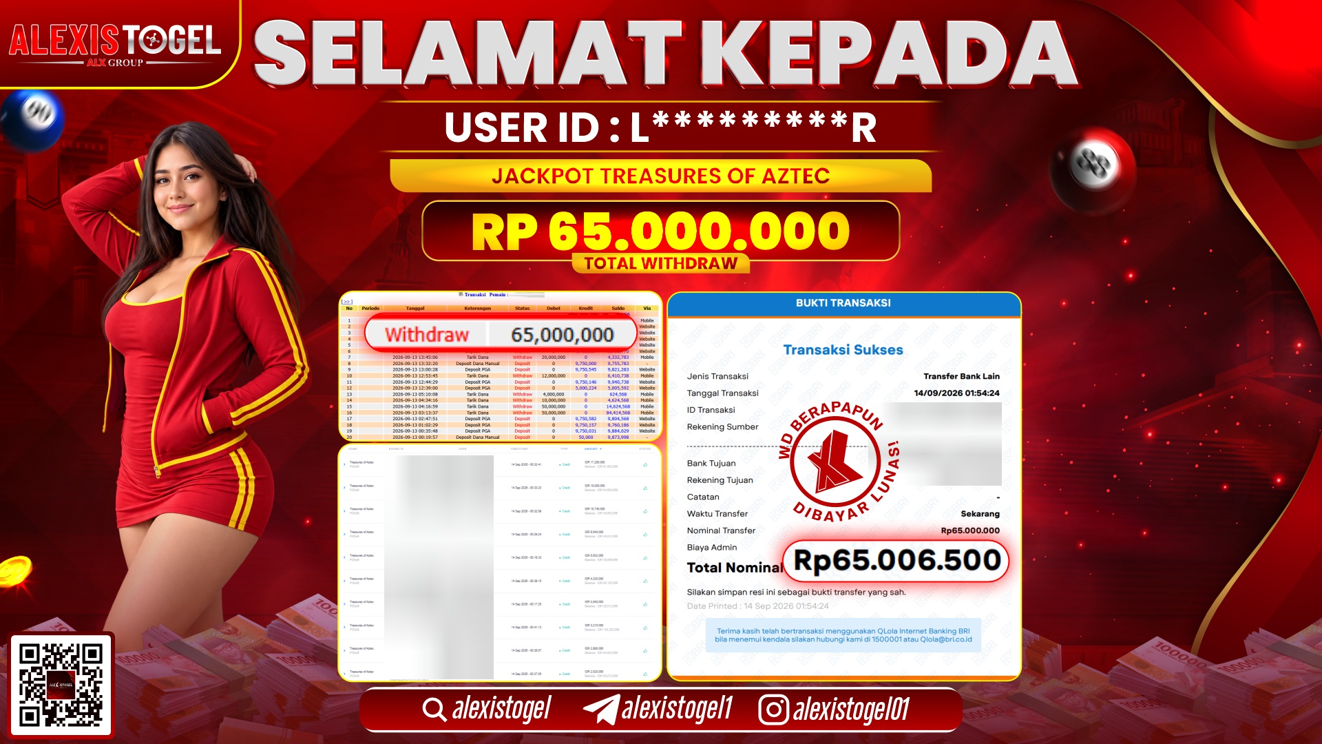 ALEXISTOGEL JACKPOT DI TREASURE OF AZTEC RP.65.000.000,- LUNAS