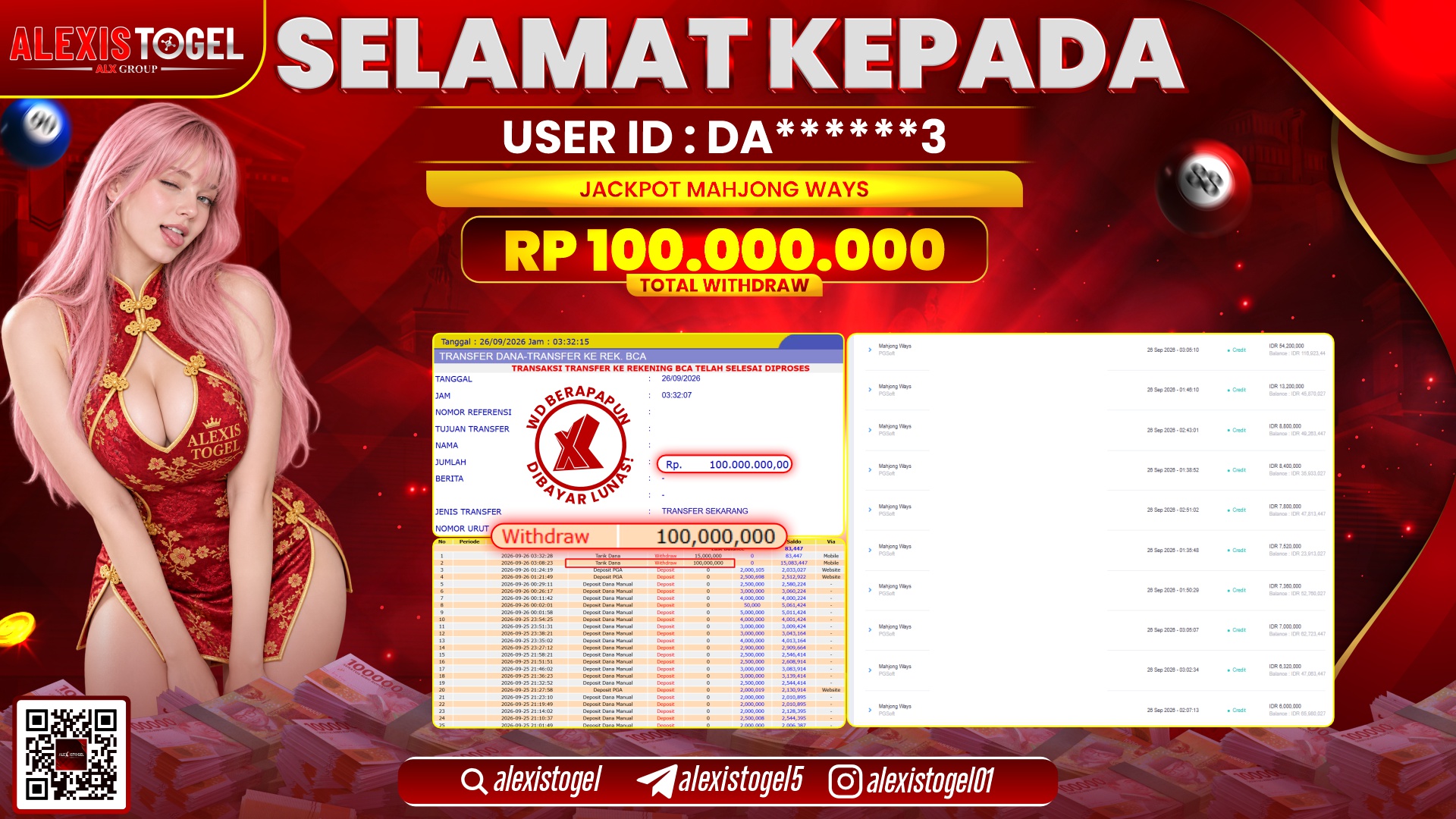 ALEXISTOGEL JACKPOT DI MAHJONG WAYS RP.100.000.000,- LUNAS