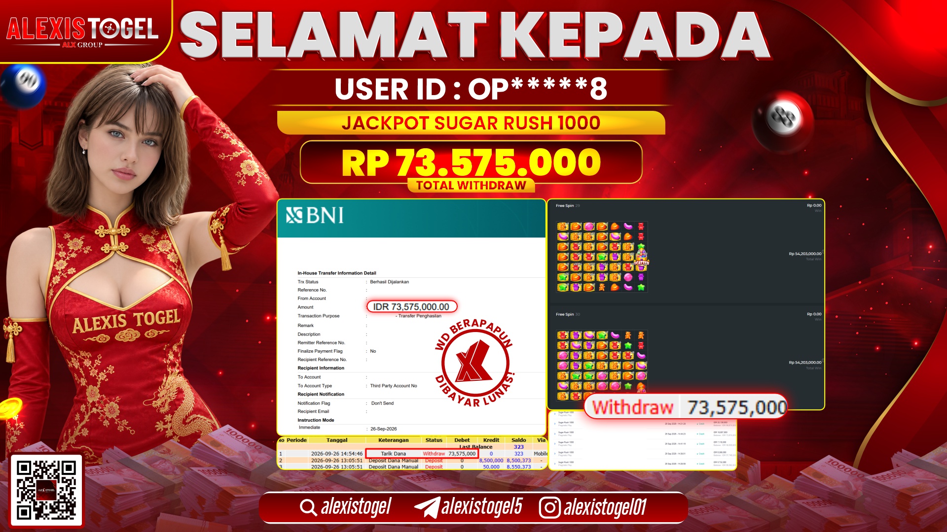 ALEXISTOGEL JACKPOT DI SUGAR RUSH 1000 RP.73.575.000,- LUNAS