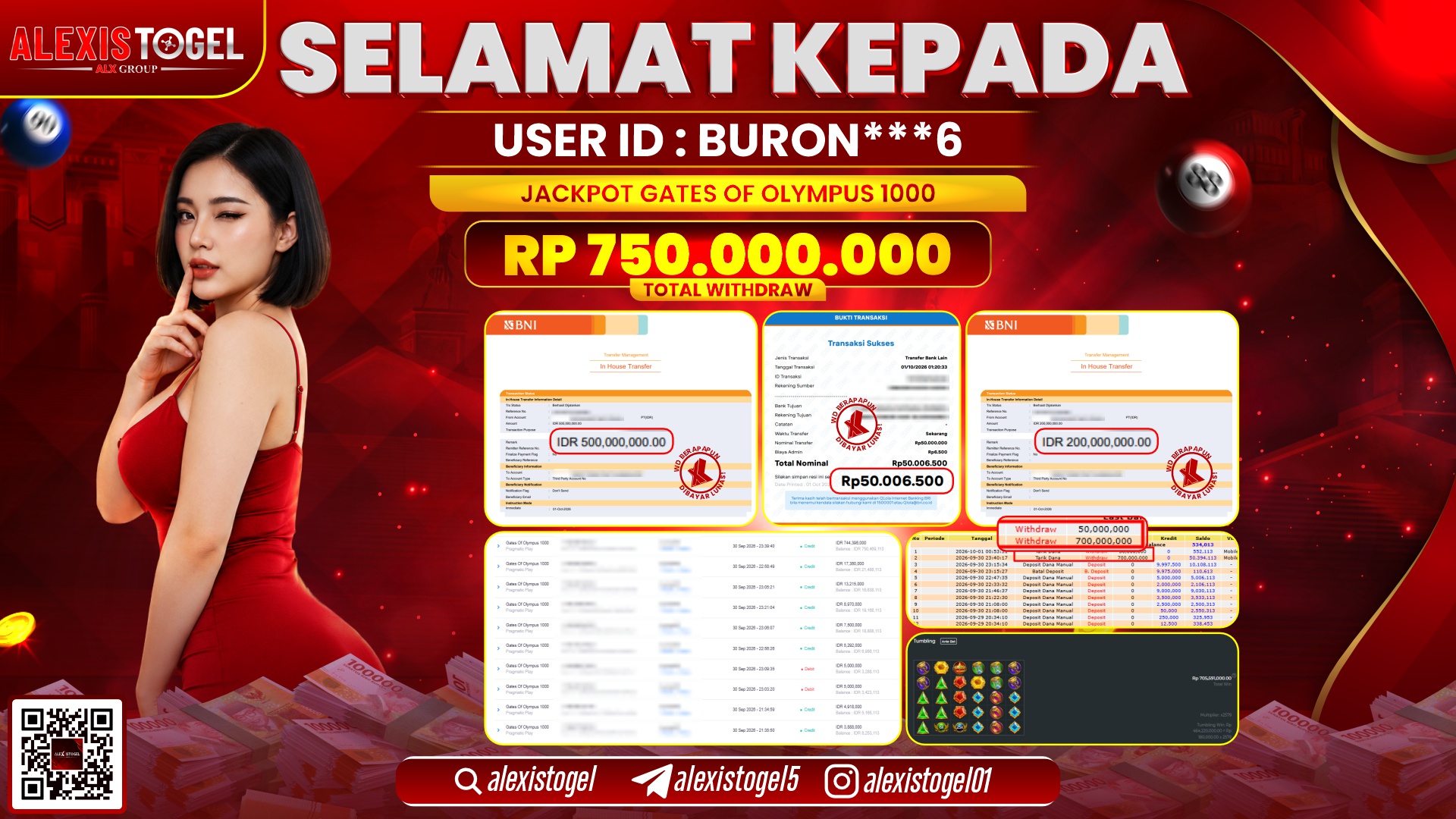 ALEXISTOGEL JACKPOT DI GATES OF OLYMPUS 1000 RP.750.000.000,- LUNAS