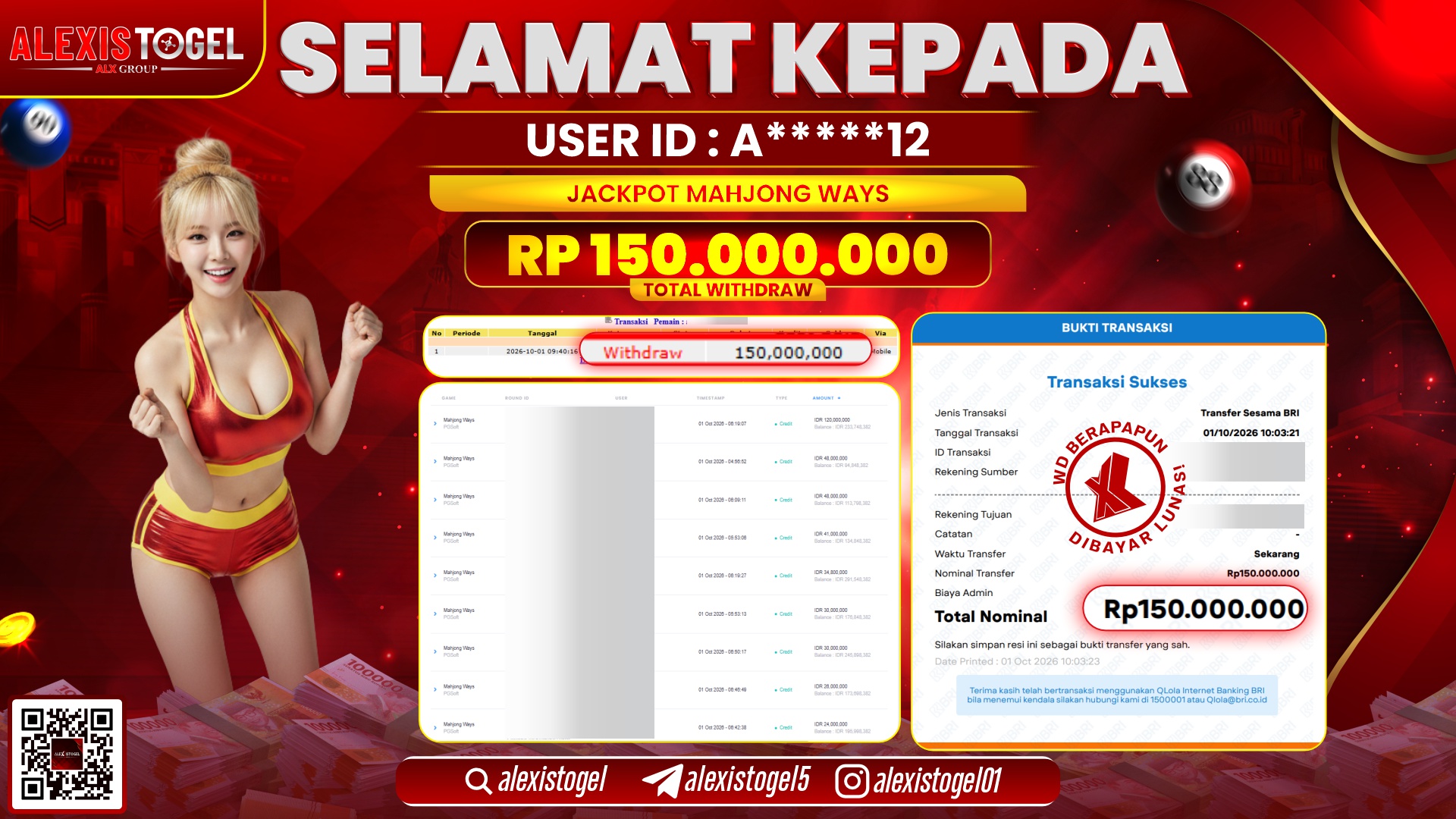 ALEXISTOGEL JACKPOT DI MAHJONG WAYS RP.150.000.000,- LUNAS
