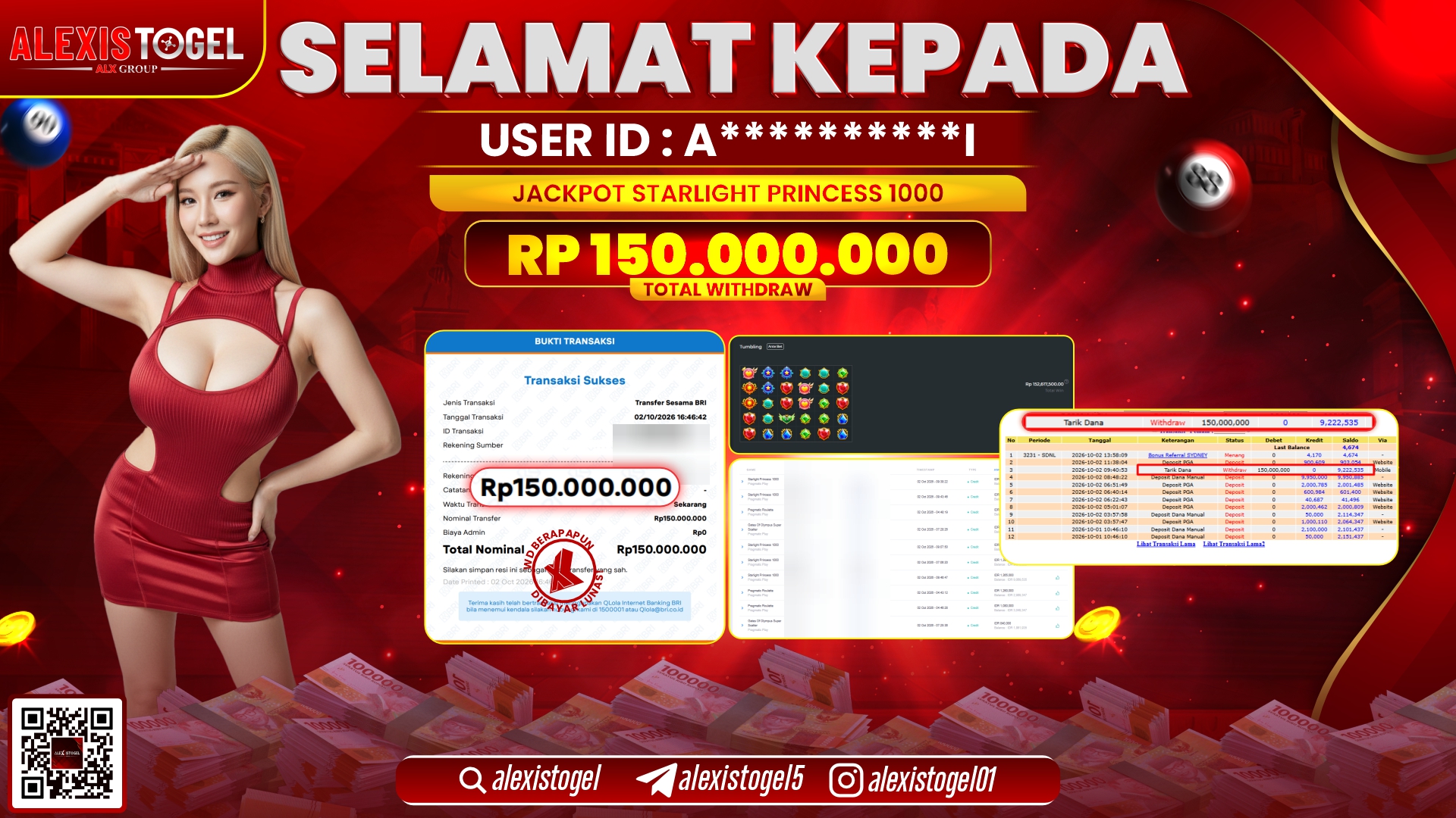ALEXISTOGEL JACKPOT DI STARLIGHT PRINCESS 1000 RP.150.000.000,- LUNAS