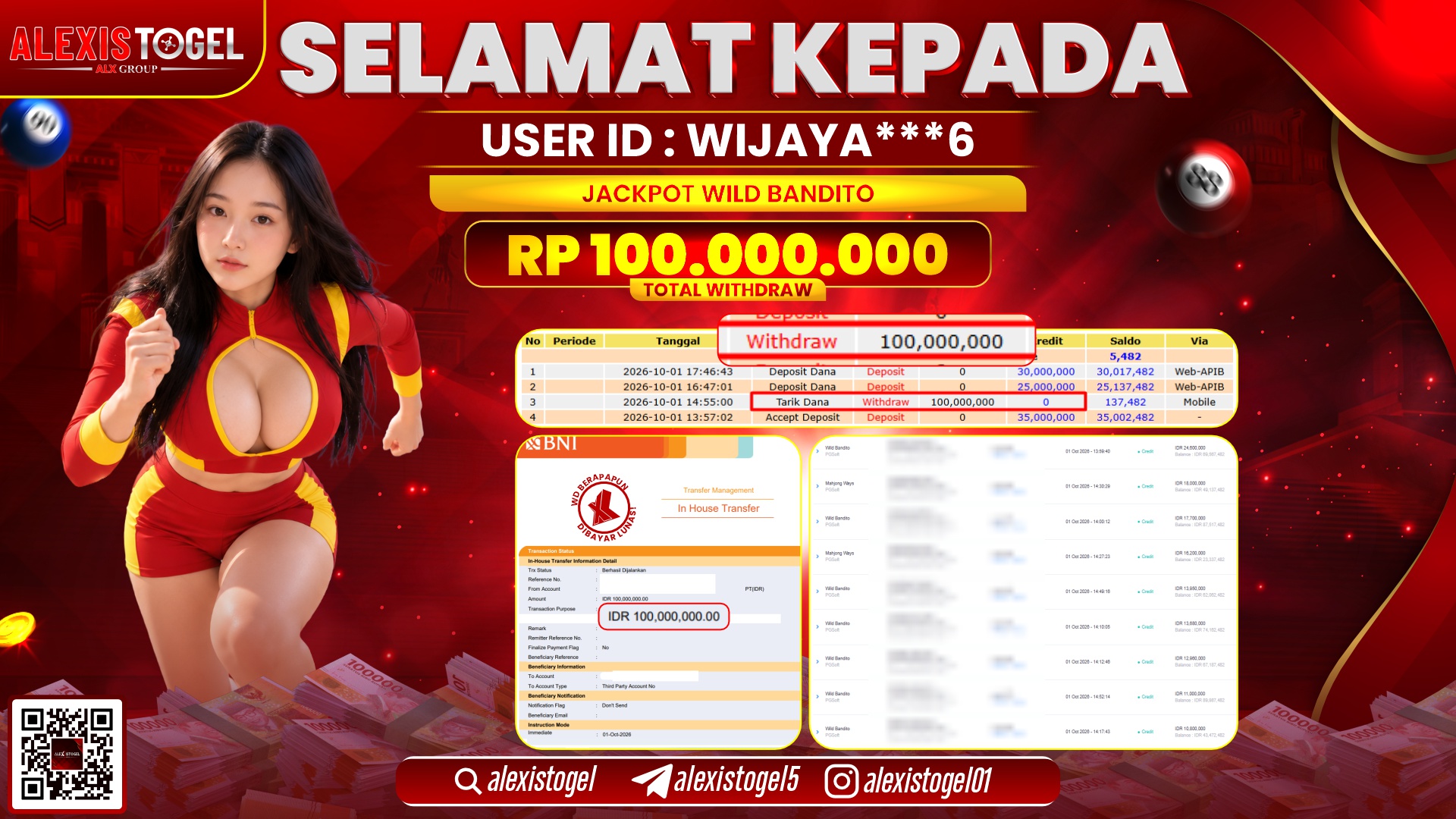 ALEXISTOGEL JACKPOT DI WILD BANDITO RP.100.000.000,- LUNAS