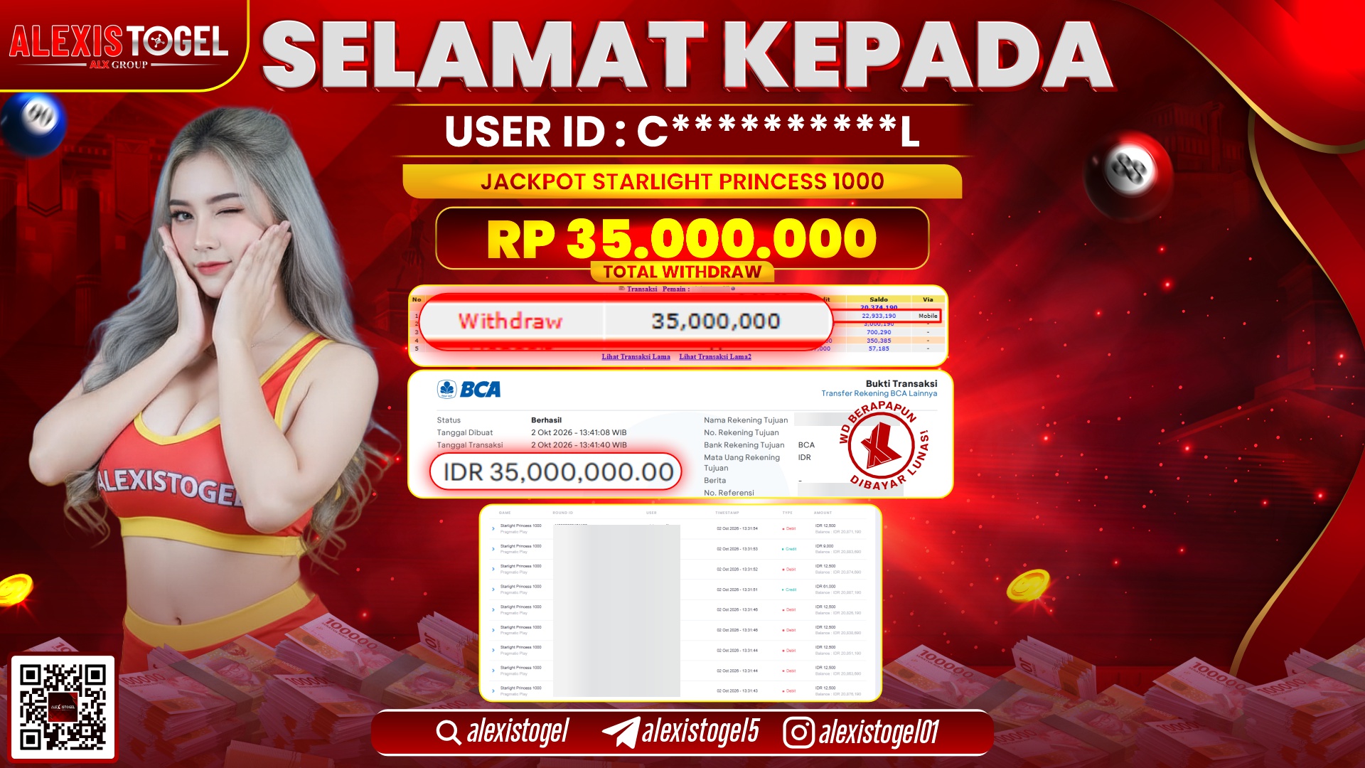ALEXISTOGEL JACKPOT DI STARLIGHT PRINCESS 1000 RP.35.000.000,- LUNAS