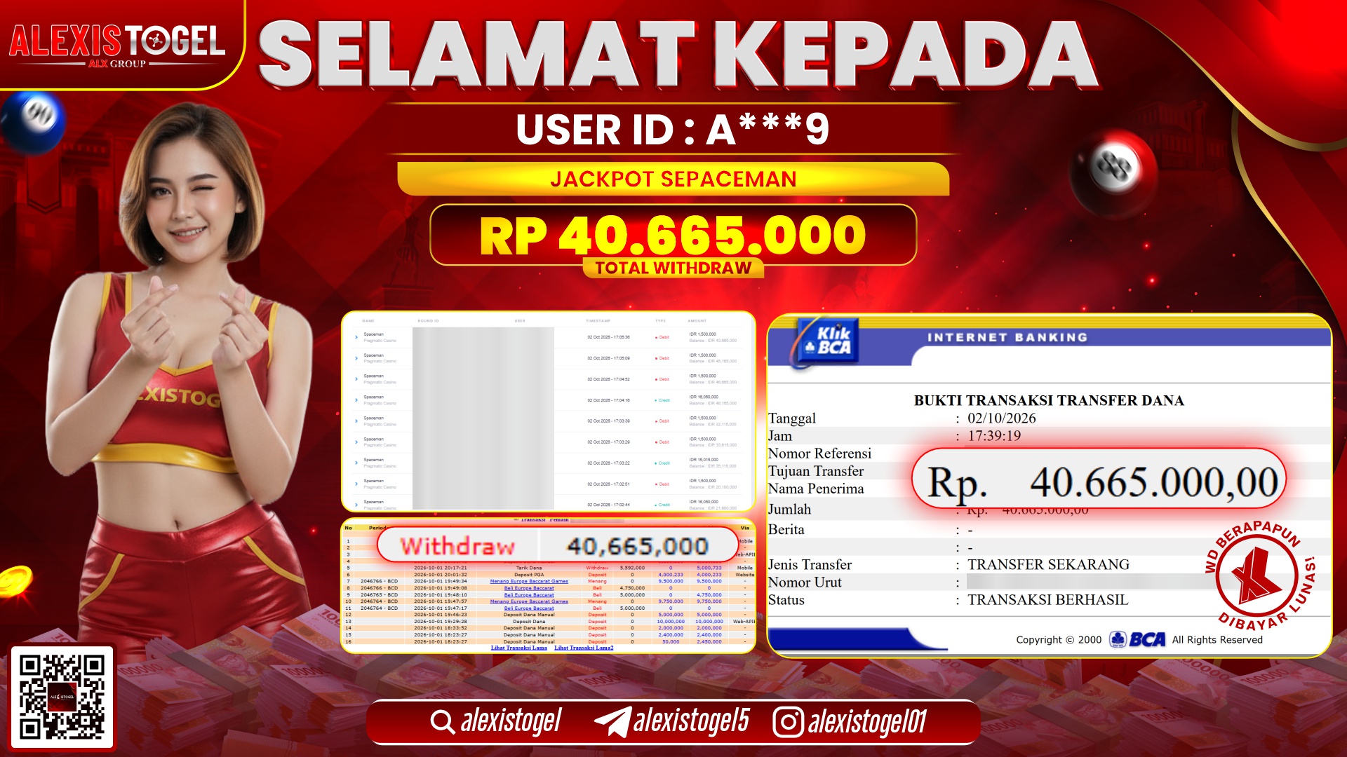 ALEXISTOGEL JACKPOT DI SPACEMAN RP.40.665.000,- LUNAS