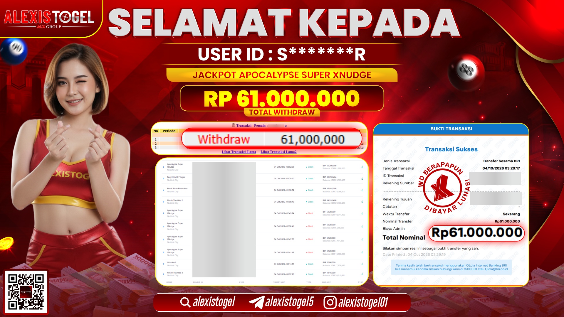 ALEXISTOGEL JACKPOT DI APOCALYPSE SUPER XNUDGE RP.61.000.000,- LUNAS