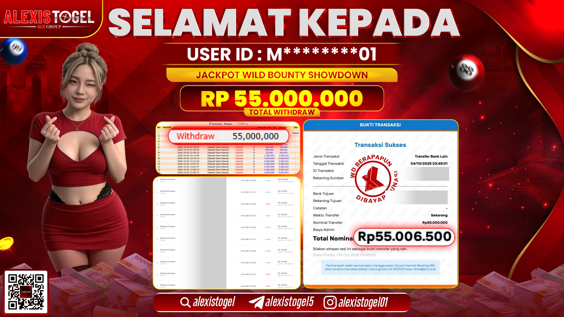 ALEXISTOGEL JACKPOT DI WILD BOUNTY SHOWDOWN RP.52.000.000,- LUNAS