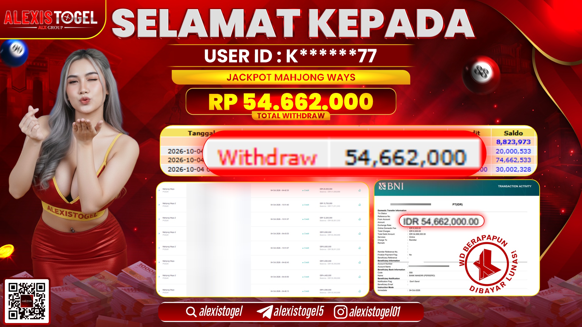 ALEXISTOGEL JACKPOT DI MAHJONG WAYS RP.54.662.000,- LUNAS