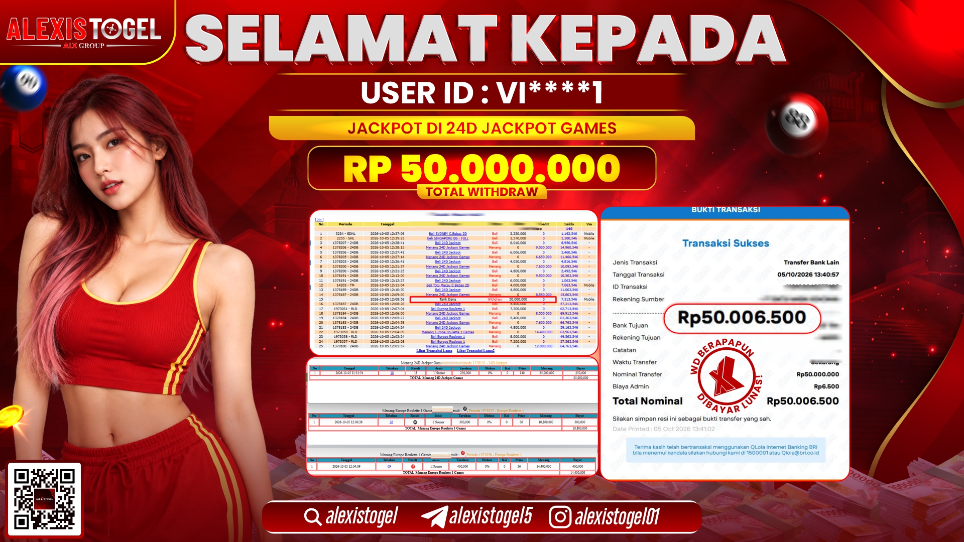 ALEXISTOGEL JACKPOT DI 24D JACKPOT GAMES RP.50.000.000,- LUNAS