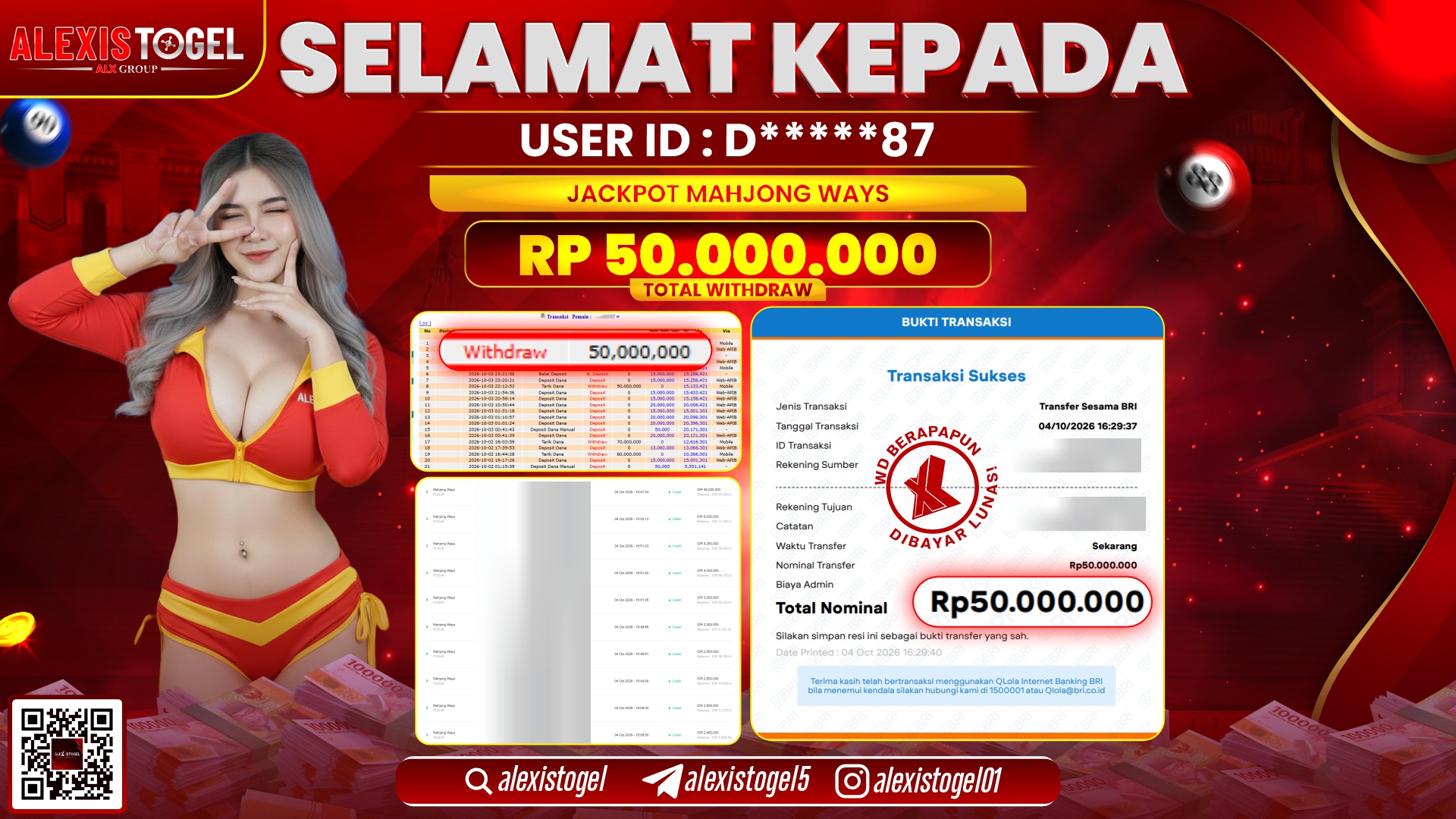 ALEXISTOGEL JACKPOT DI MAHJONG WAYS RP.50.000.000,- LUNAS